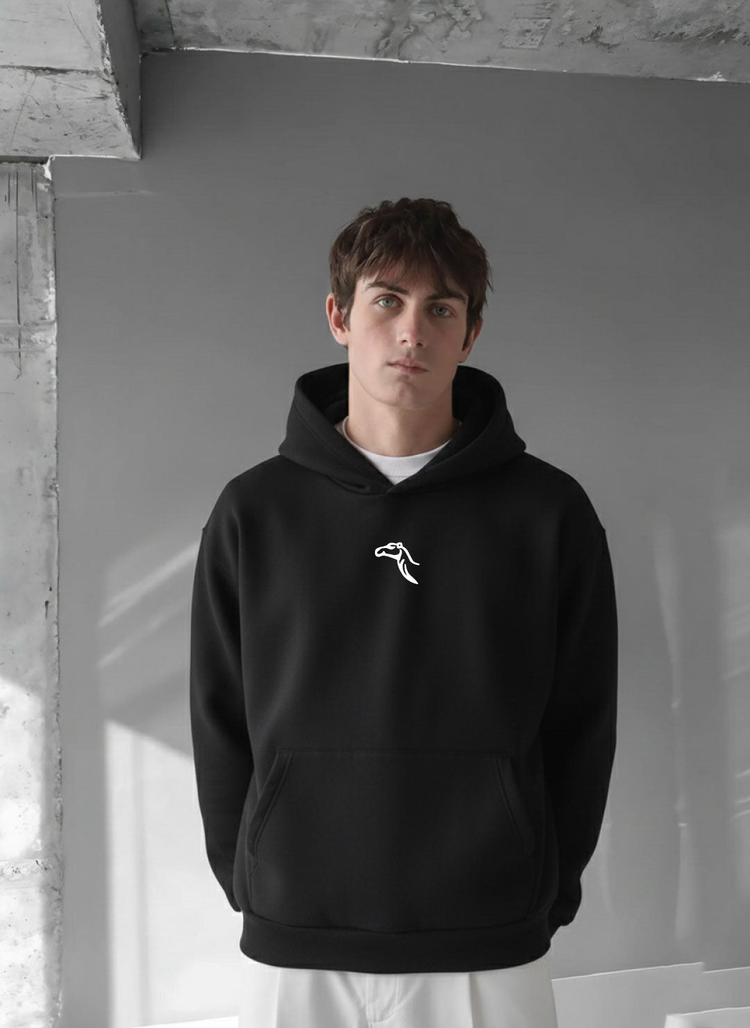 Black -camel- Printed Oversize Hoodie