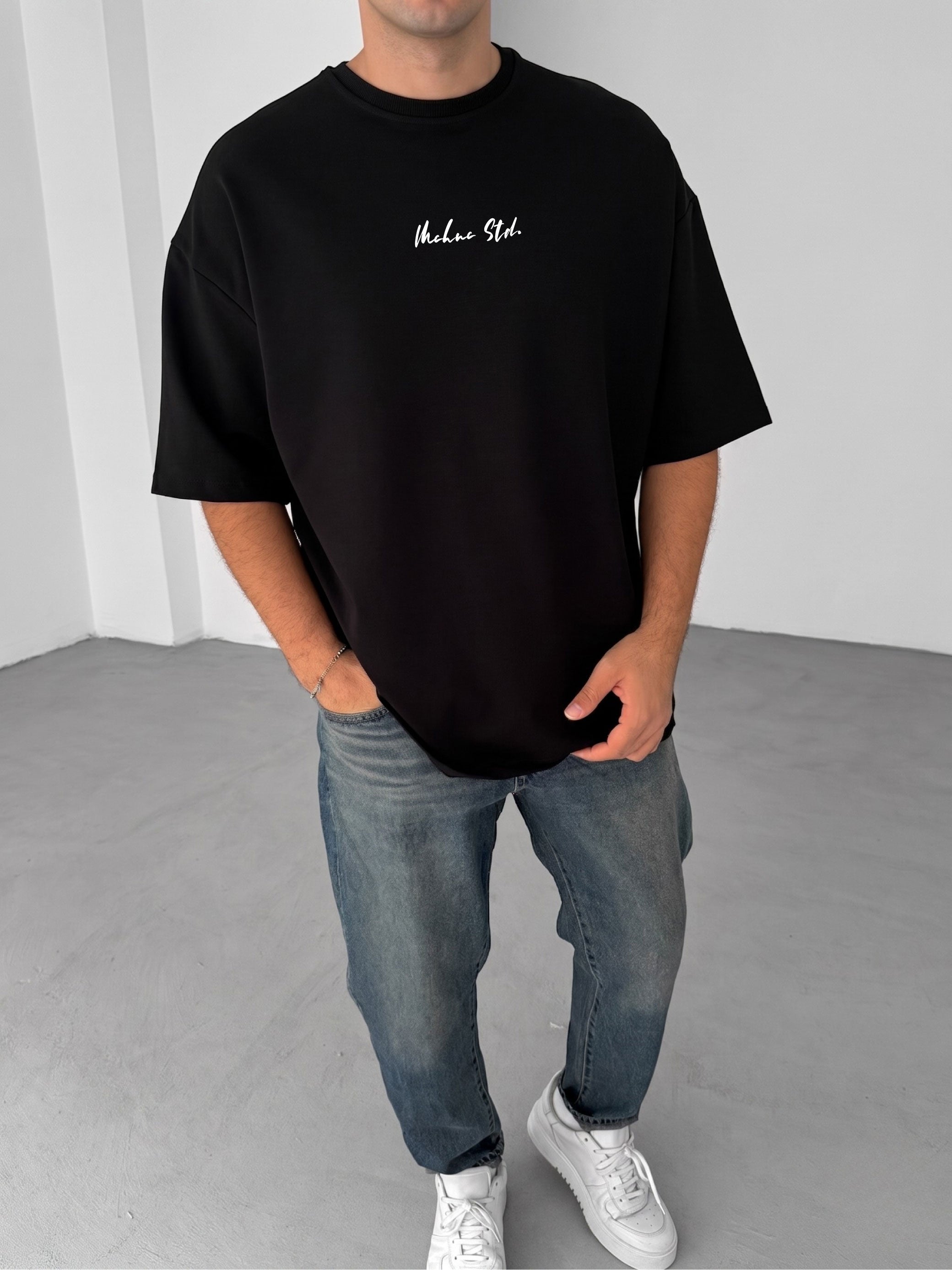 Premium Black -Blue Carpet Pattern- Printed Oversize T-Shirt