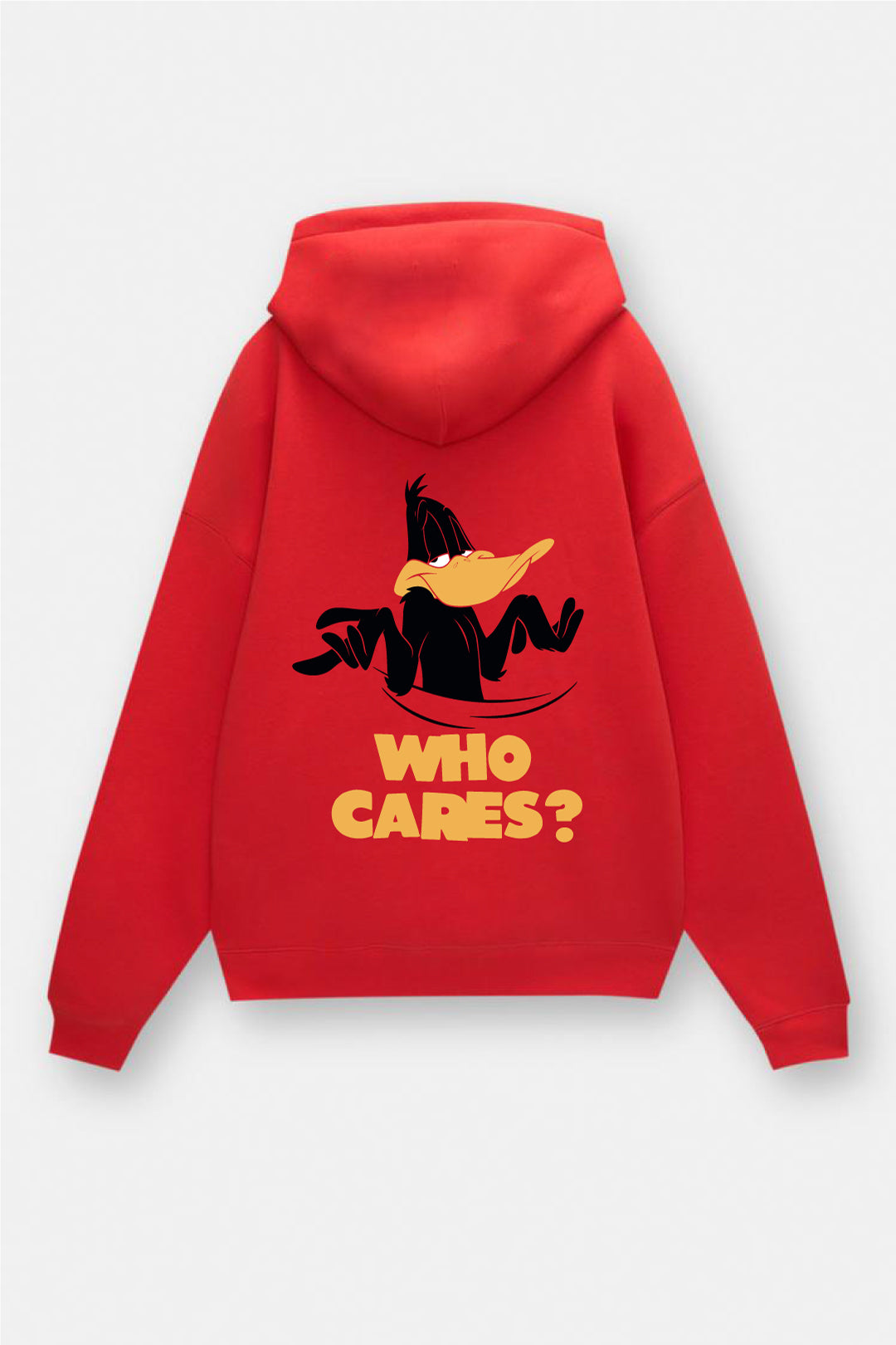 Red -Who cares?- Printed Oversize Hoodie