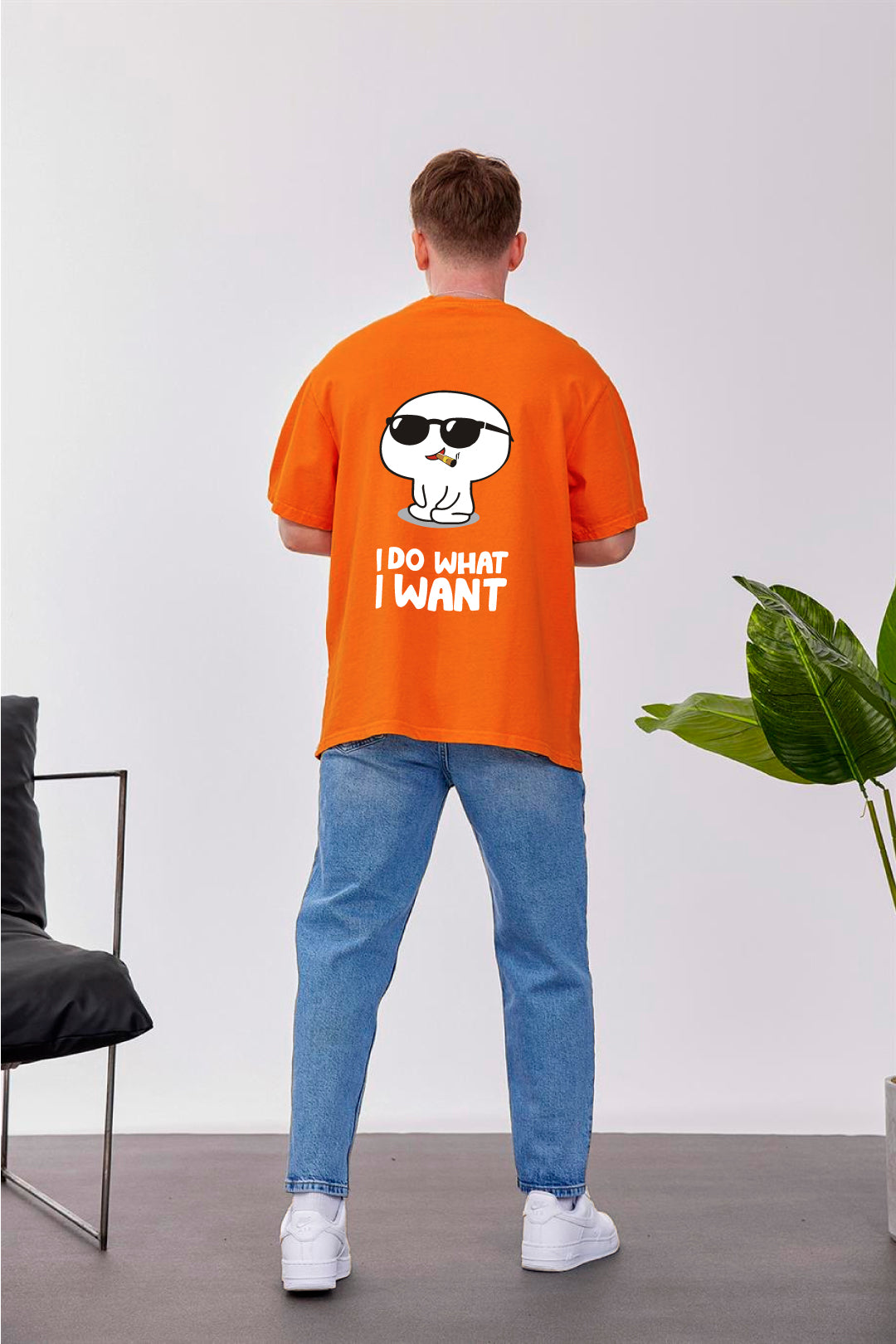 Orange -Cool Gang- Printed Oversize T-Shirt