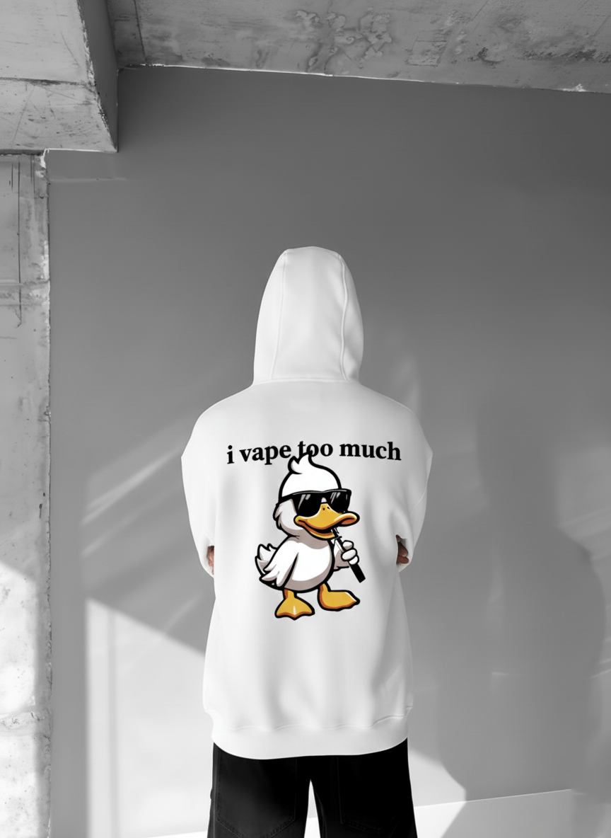 White-Vape- Printed Oversize Hoodie