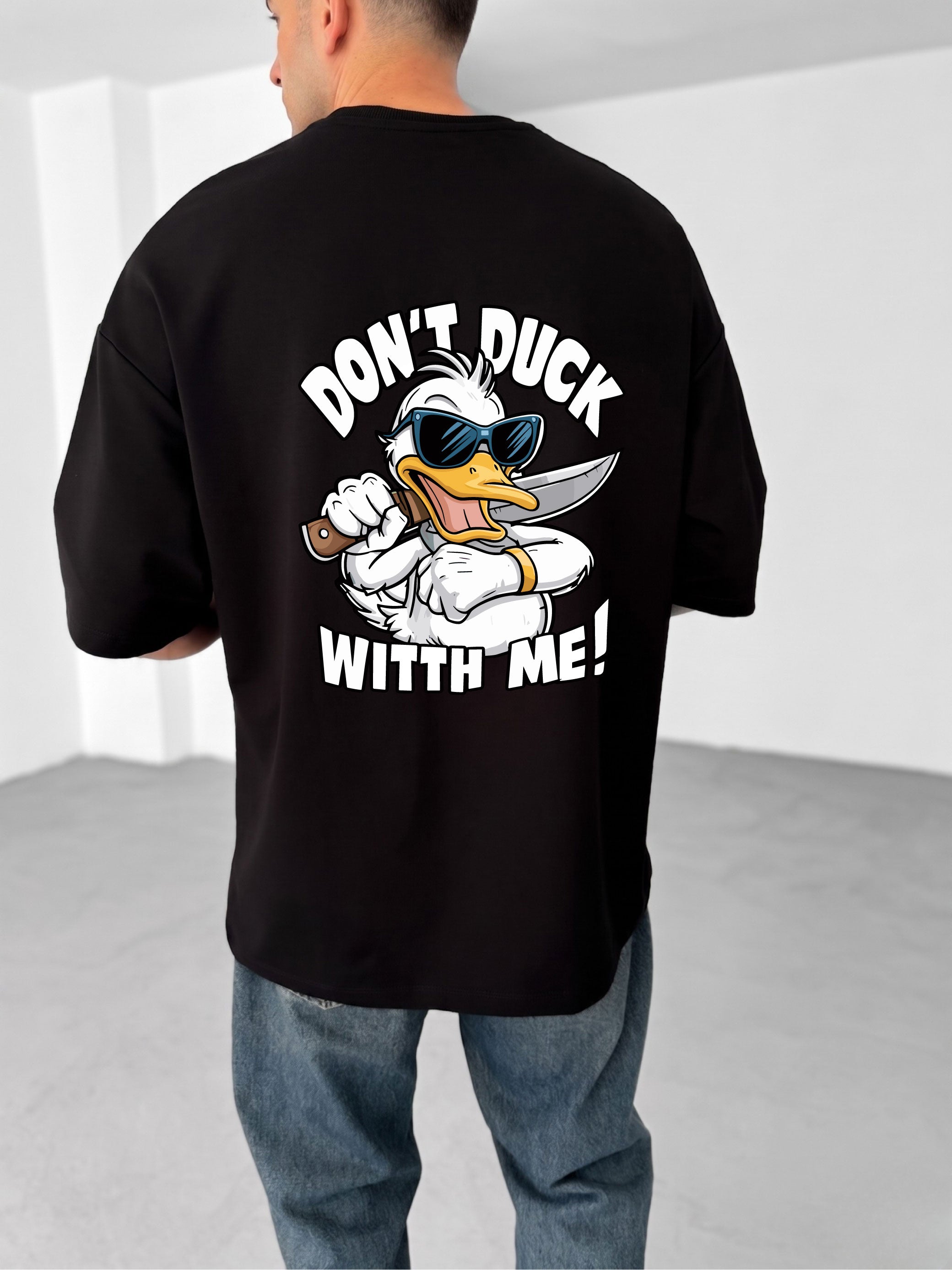 Premium Black -Delinquent- Printed Oversize T-Shirt