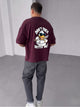 Premium Burgundy -Delinquent- Printed Oversize T-Shirt