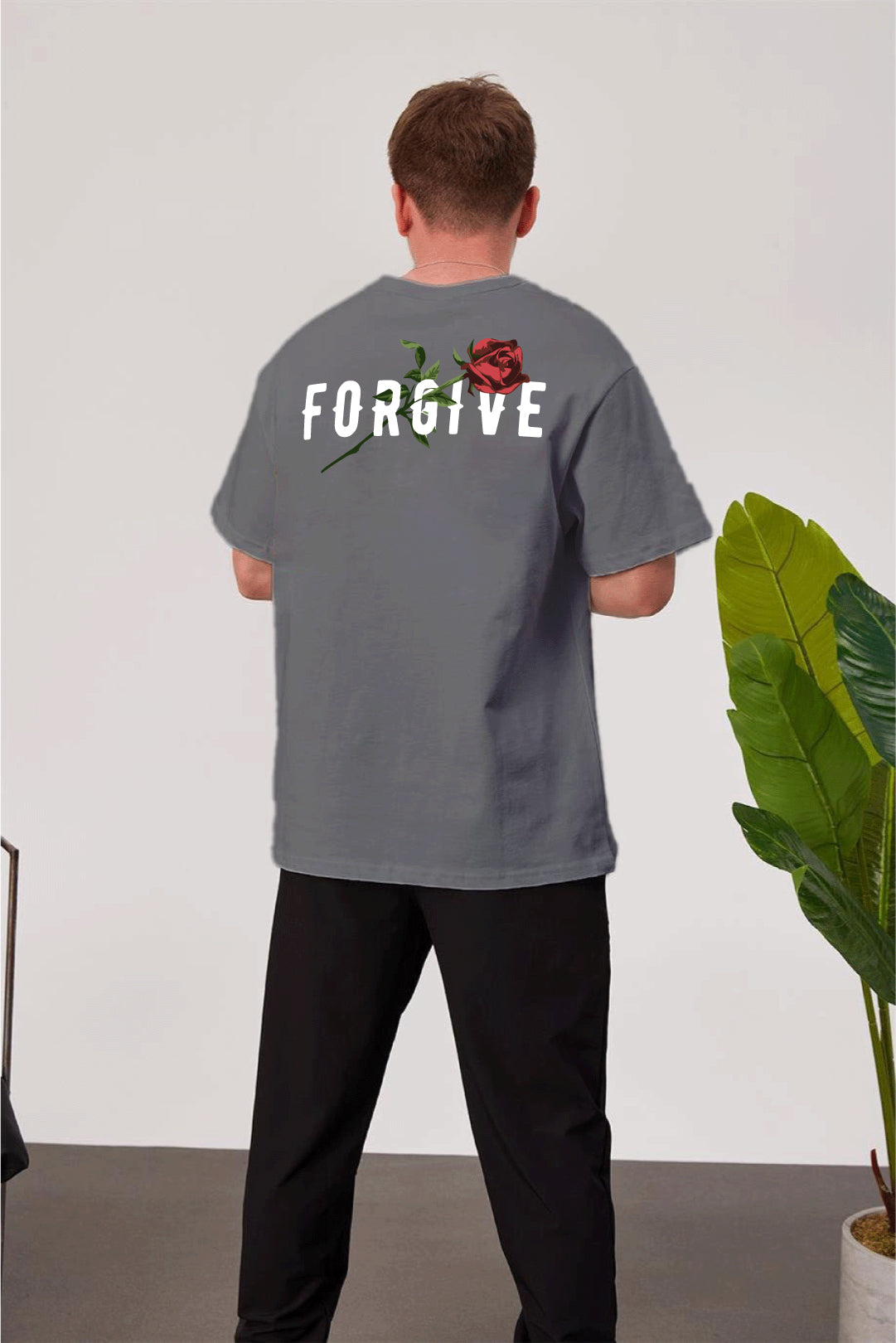 Smoked -Forgive- Printed Oversize T-Shirt