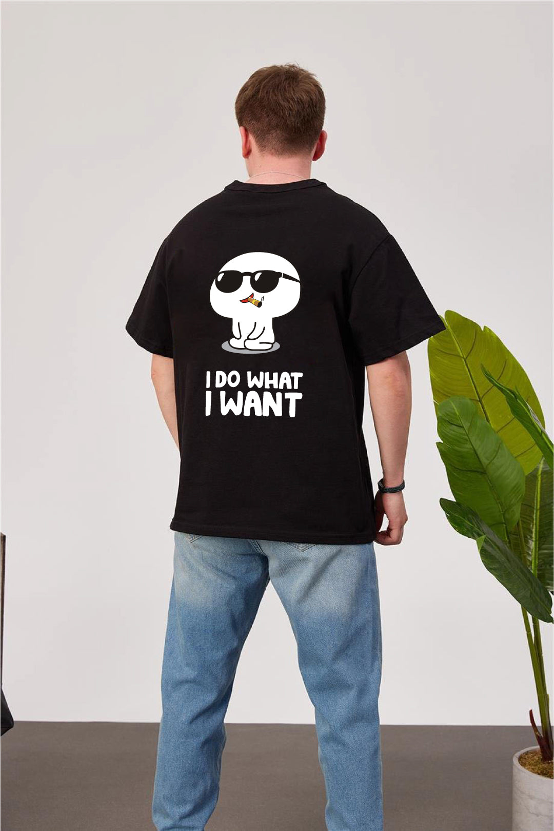 Black -Cool Gang- Printed Oversize T-Shirt