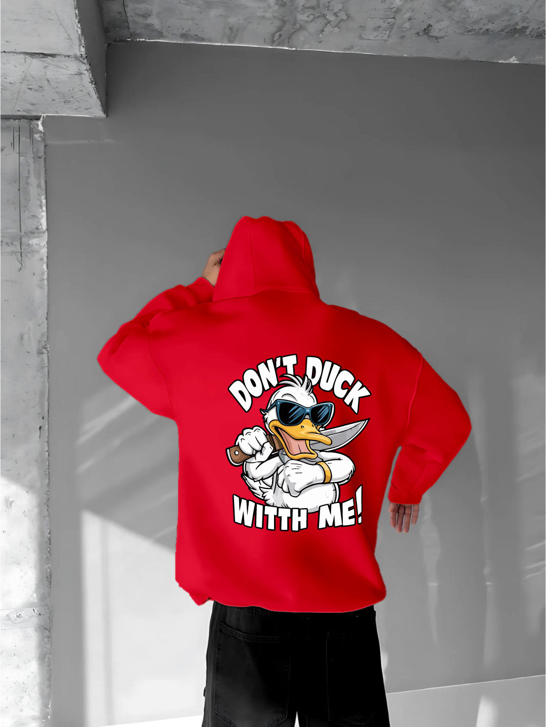 Red - Delinquent- Printed Oversize Hoodie