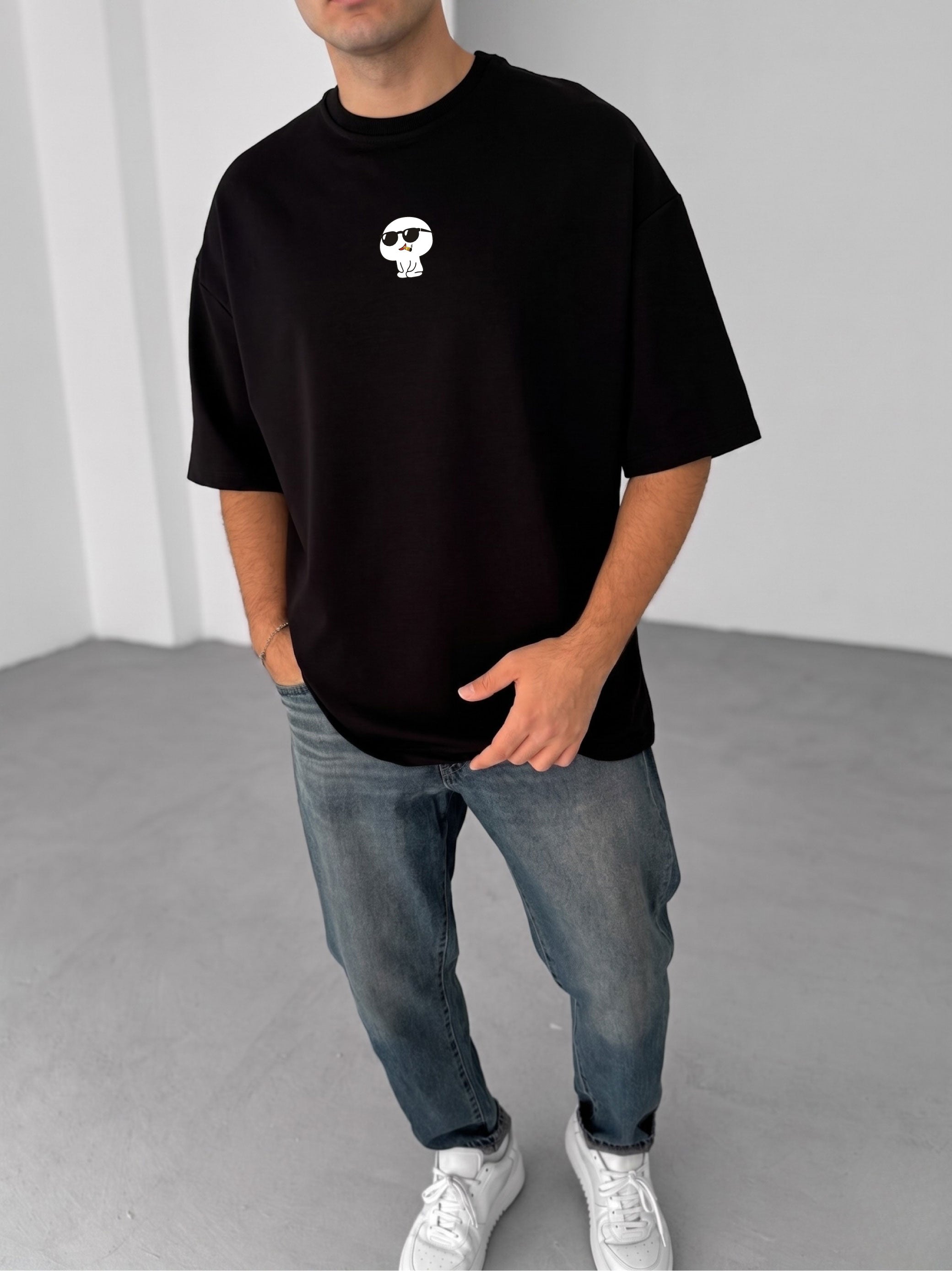 Premium Black -cool gang- Printed Oversize T-Shirt