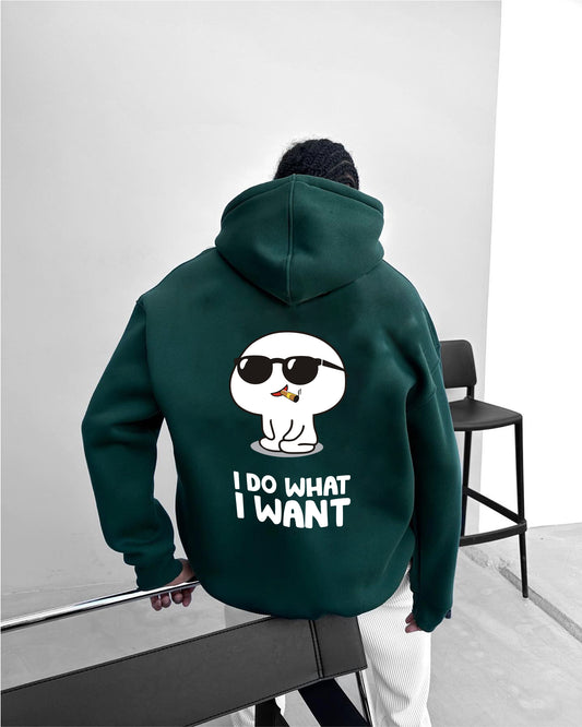 Dark green -cool gang- Printed Oversize Hoodie