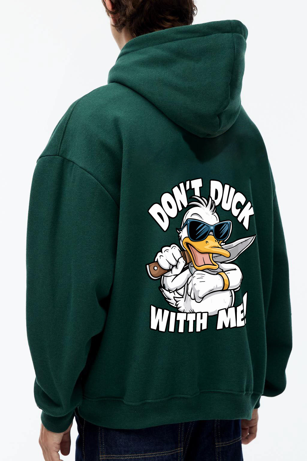 Dark green -Delinquent- Printed Oversize Hoodie