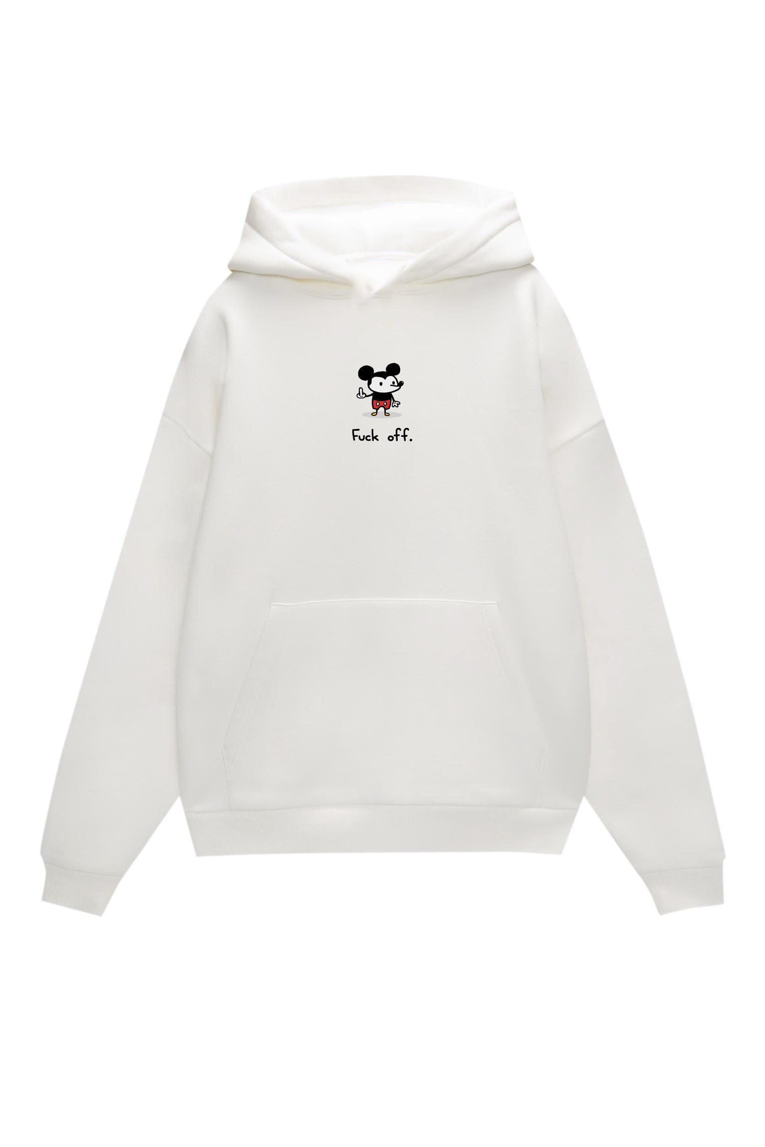 White -Get off- Printed Oversize Hoodie