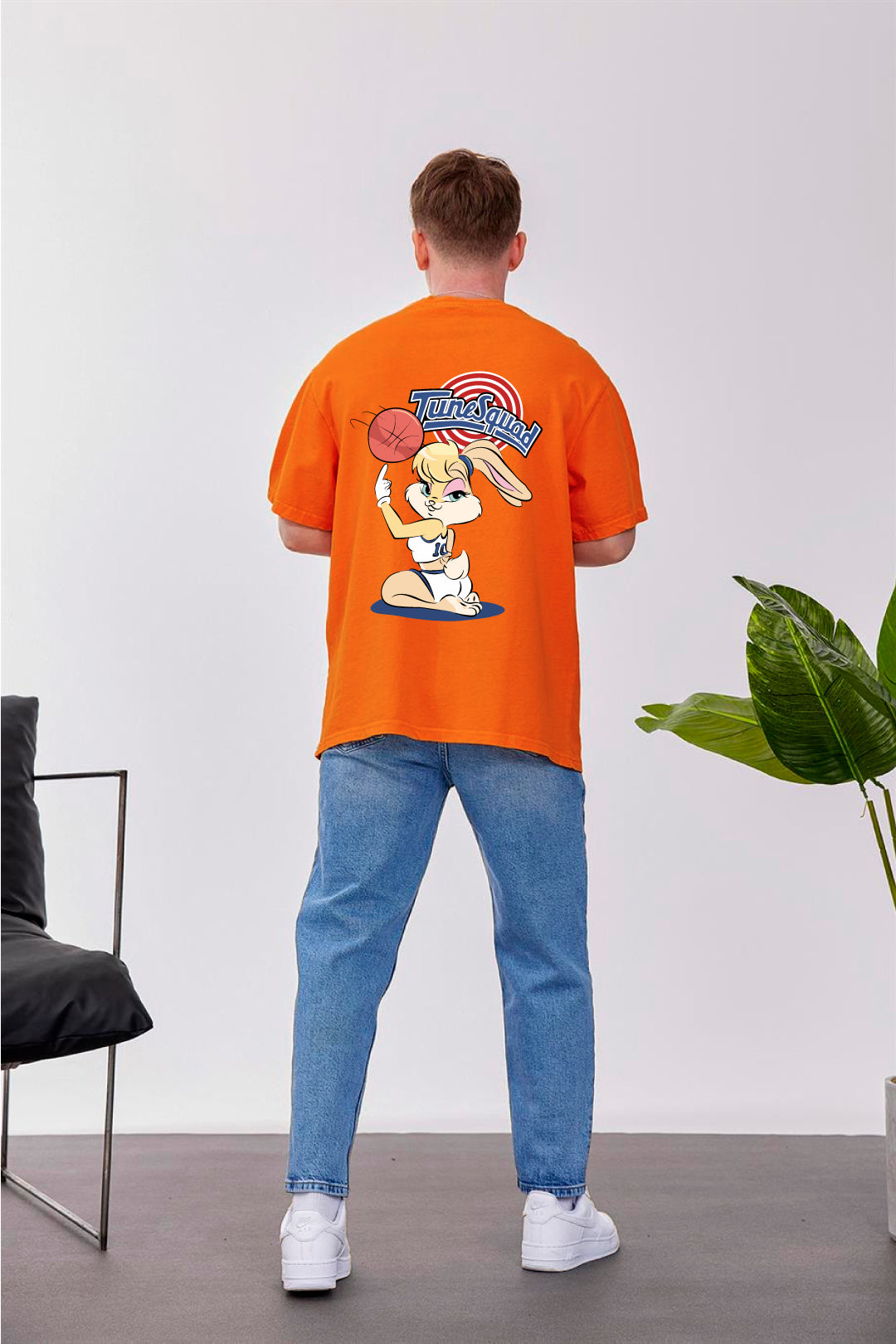 Orange -Tune Squad- Printed Oversize T-Shirt