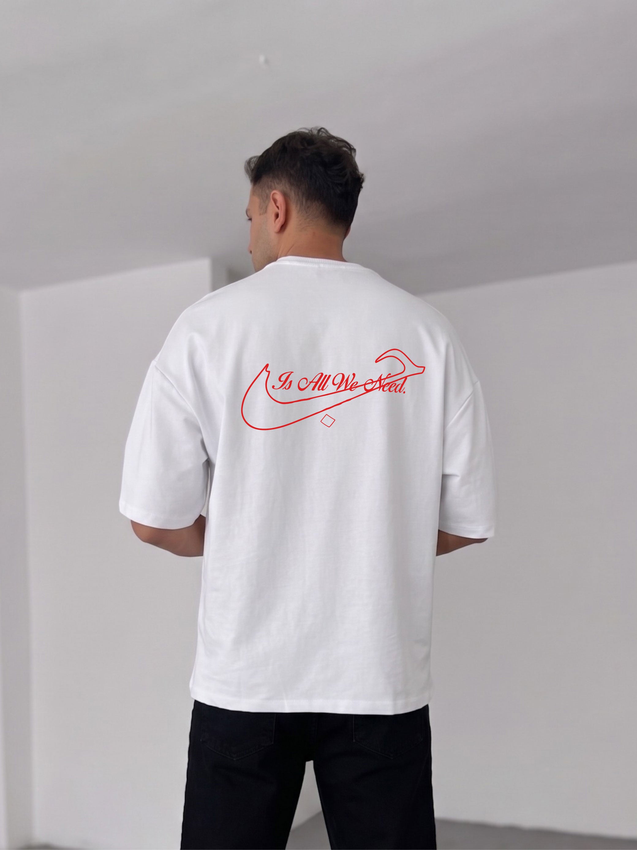Premium White -Hubb Line- Printed Oversize T-Shirt