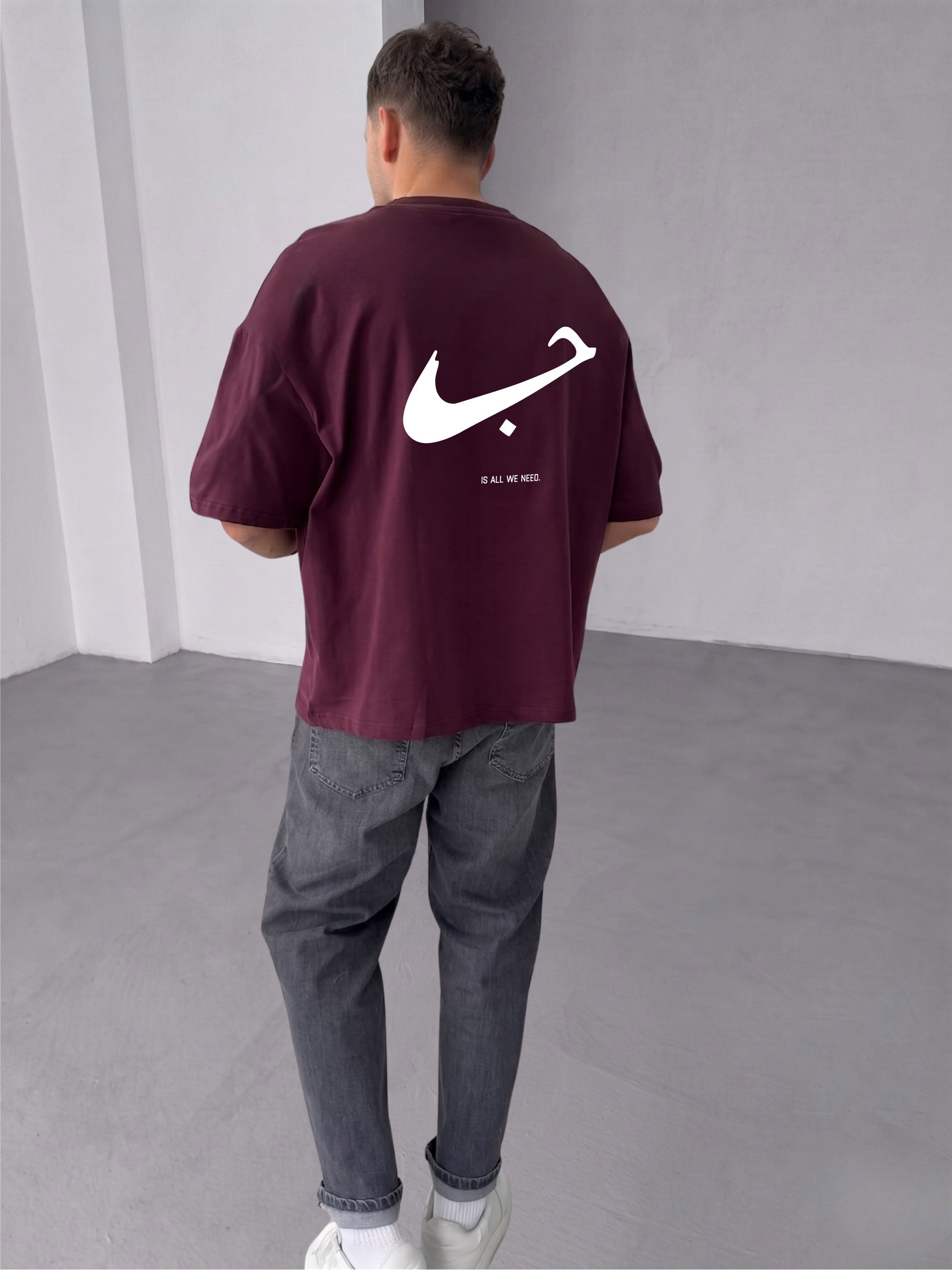 Premium Burgundy -Hubb- Printed Oversize T-Shirt