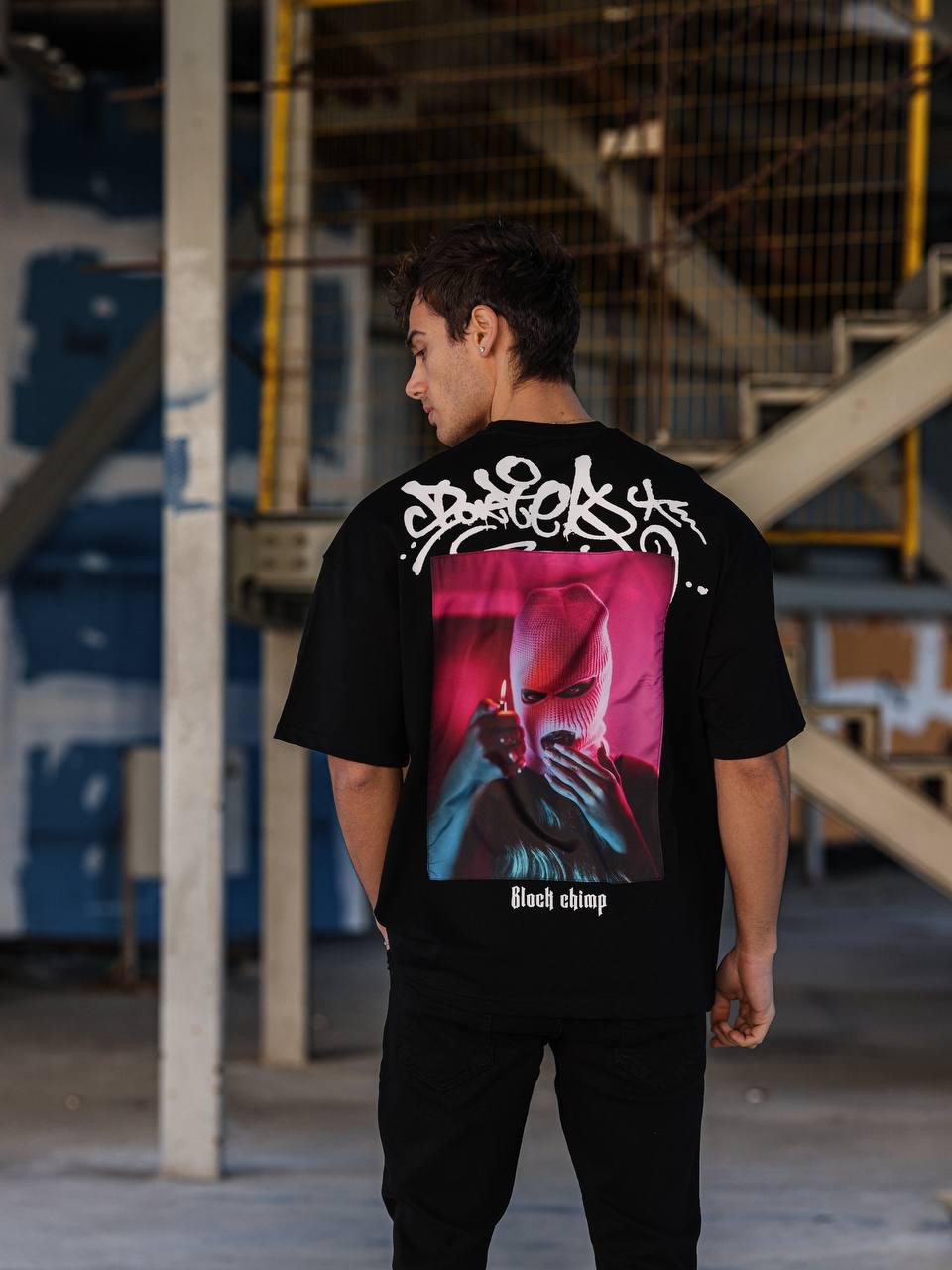 Black -Raised- Printed Oversize T-Shirt