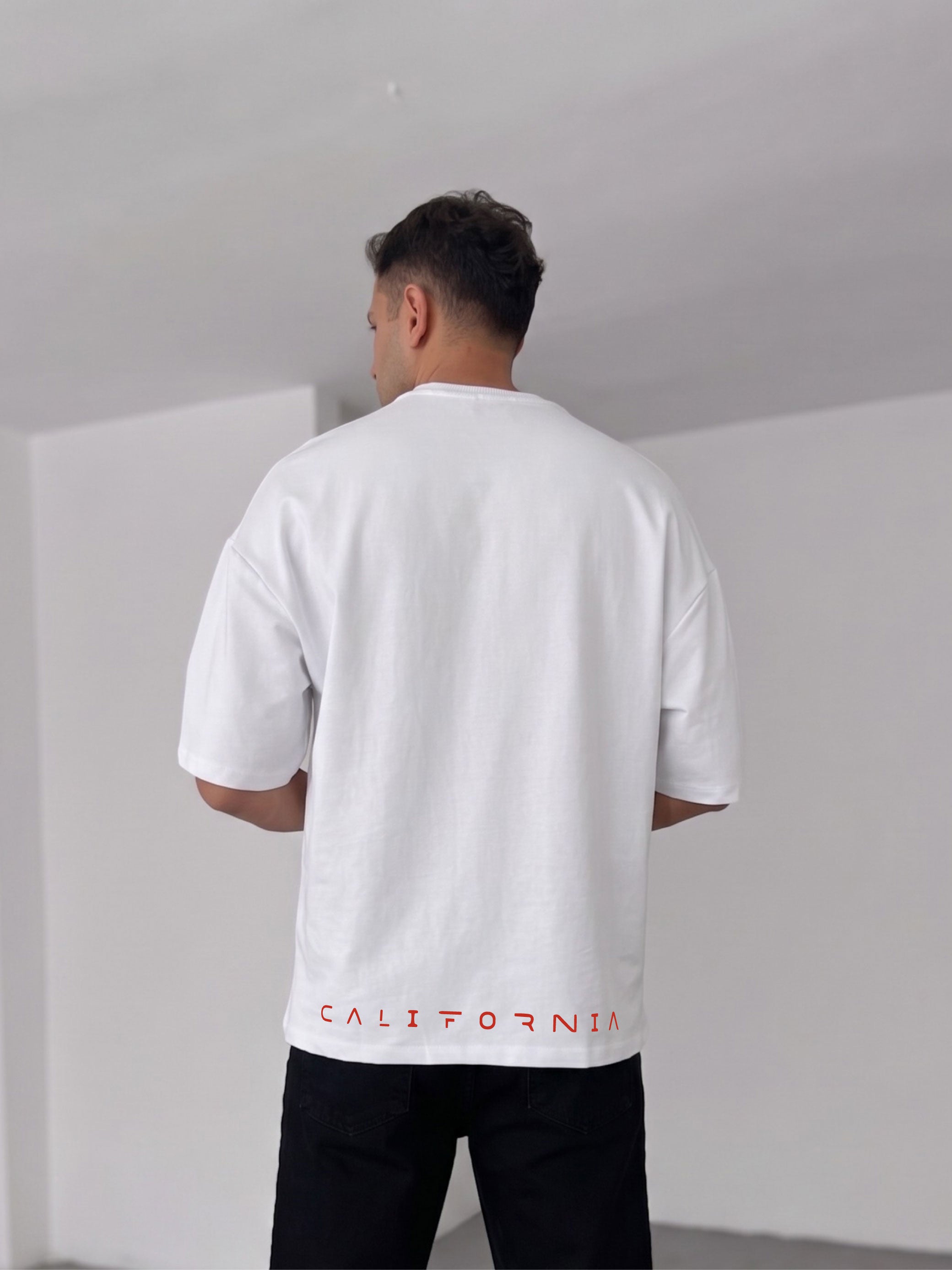 Premium White -LA California- Printed Oversize T-Shirt