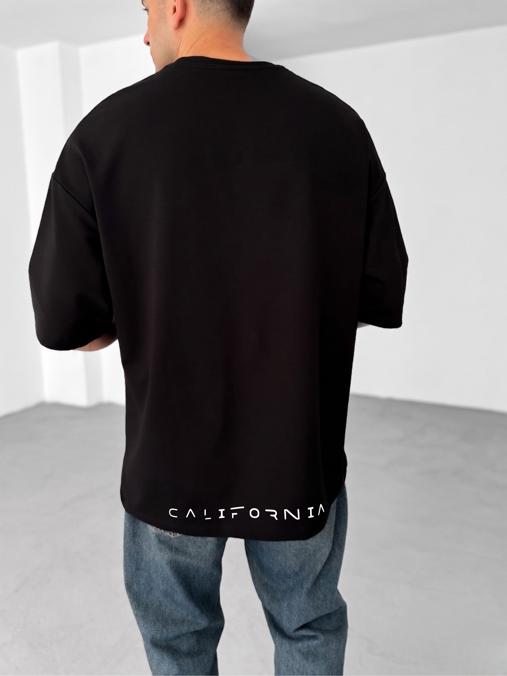 Premium Black -LA California- Printed Oversize T-Shirt