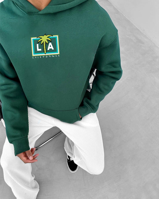 Dark green -LA California- Printed Oversize Hoodie