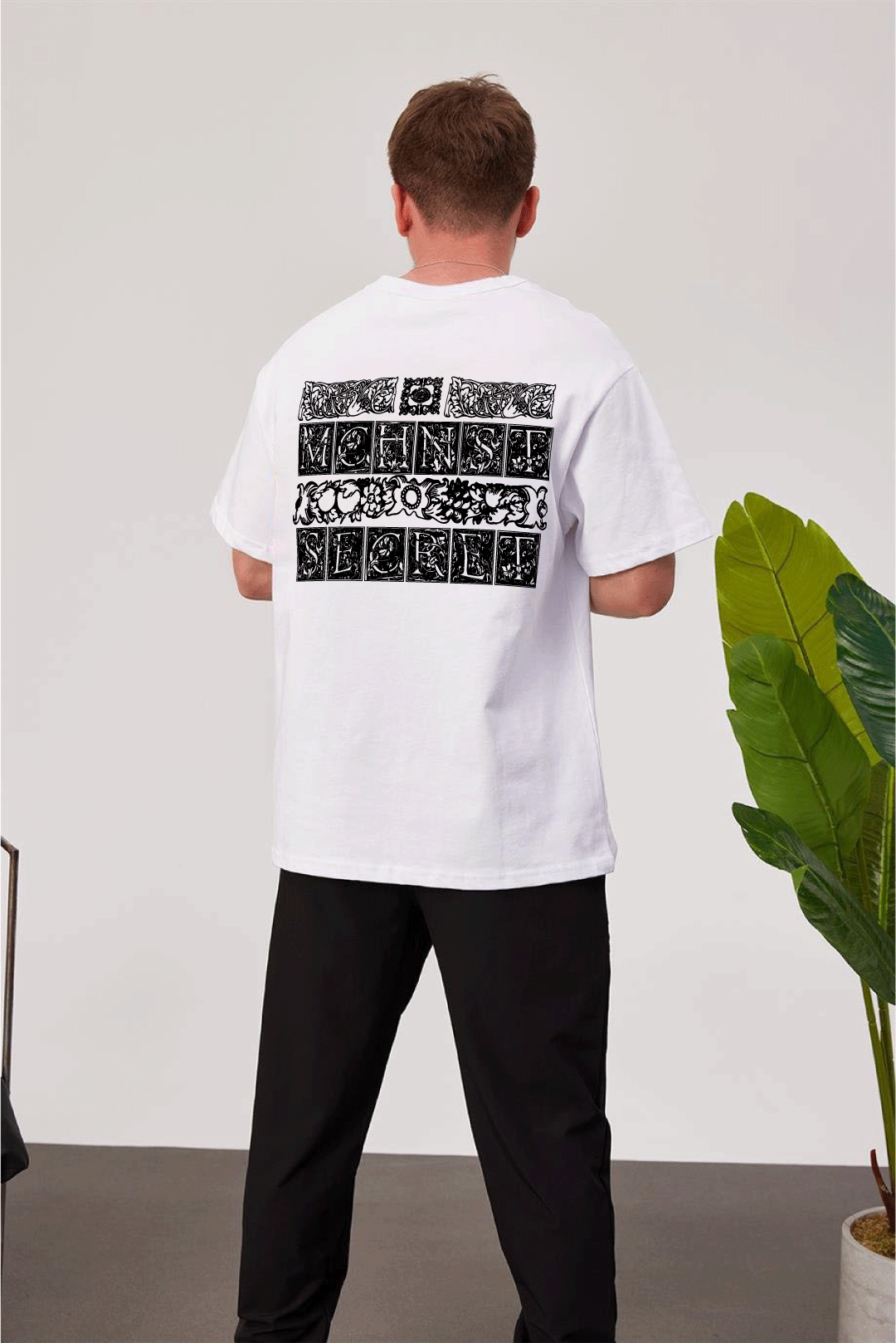 White -Machinest- Printed Oversize T-Shirt