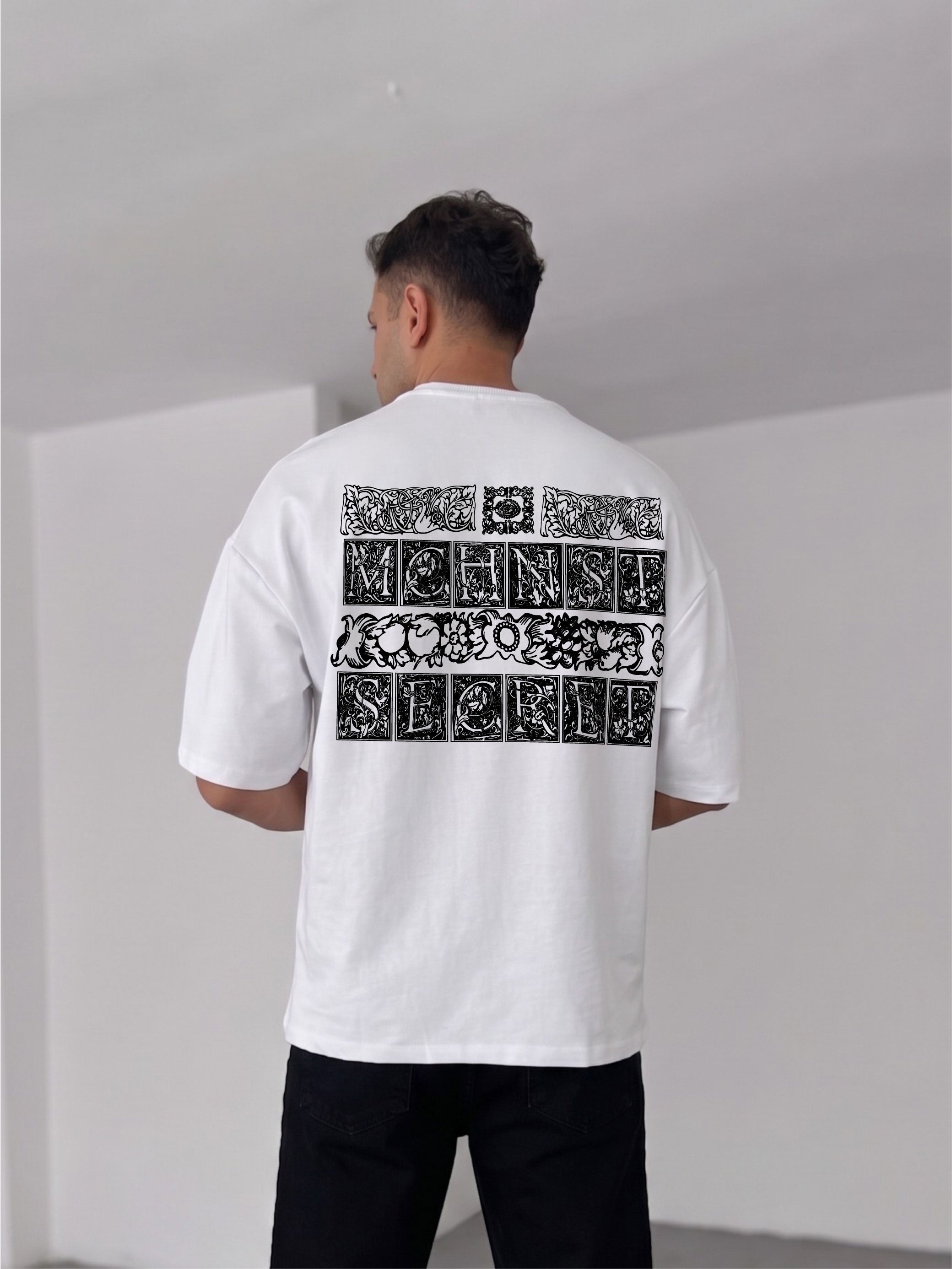 Premium White -Machinest- Printed Oversize T-Shirt