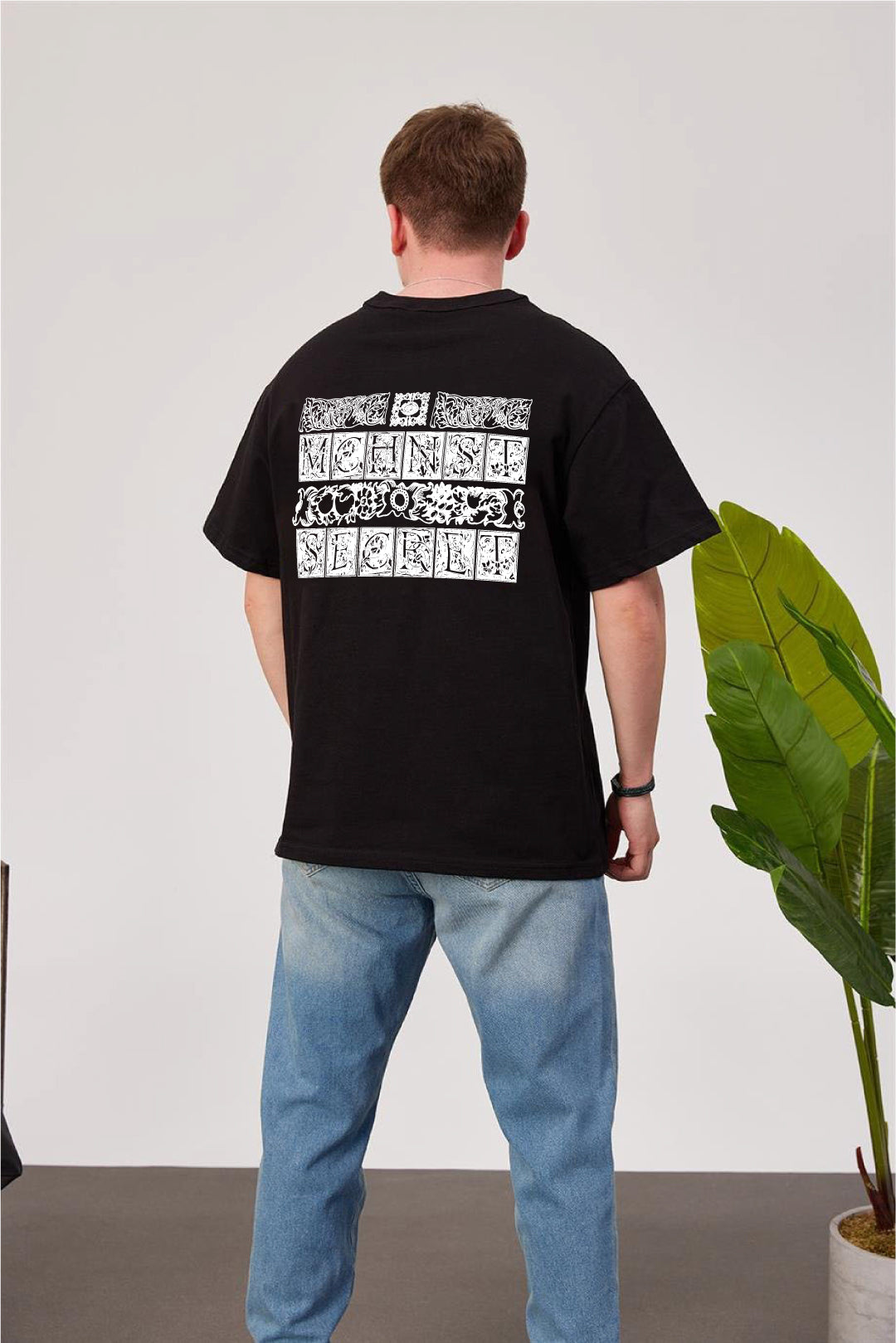 Black -Machinest- Printed Oversize T-Shirt