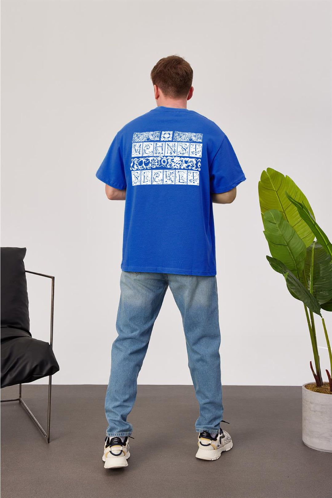 Royal Blue -Machinest- Printed Oversize T-Shirt