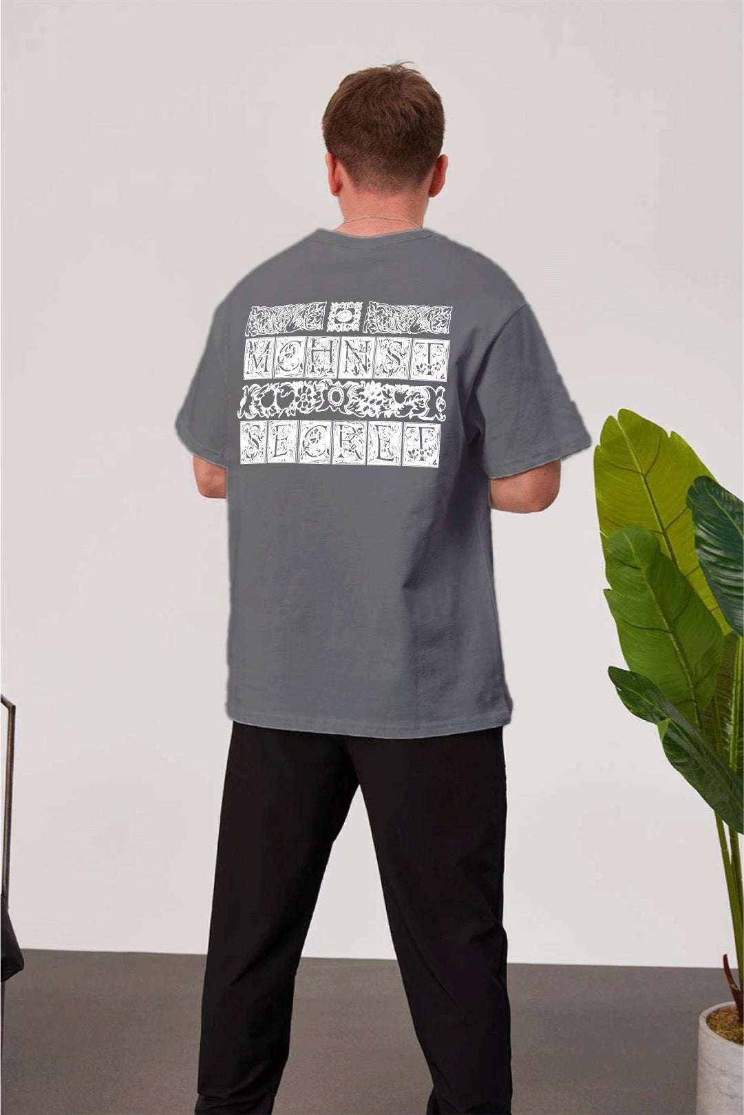 Smoked -Machinest- Printed Oversize T-Shirt