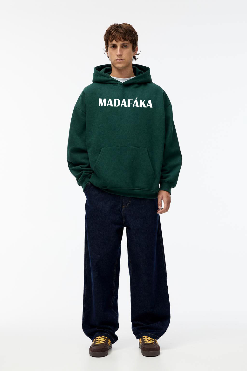 Dark green -Madafaka- Printed Oversize Hoodie