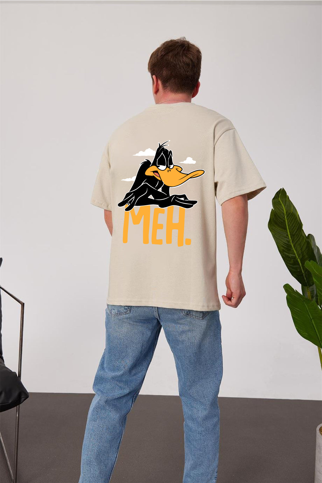 Beige -Meh- Printed Oversize T-Shirt