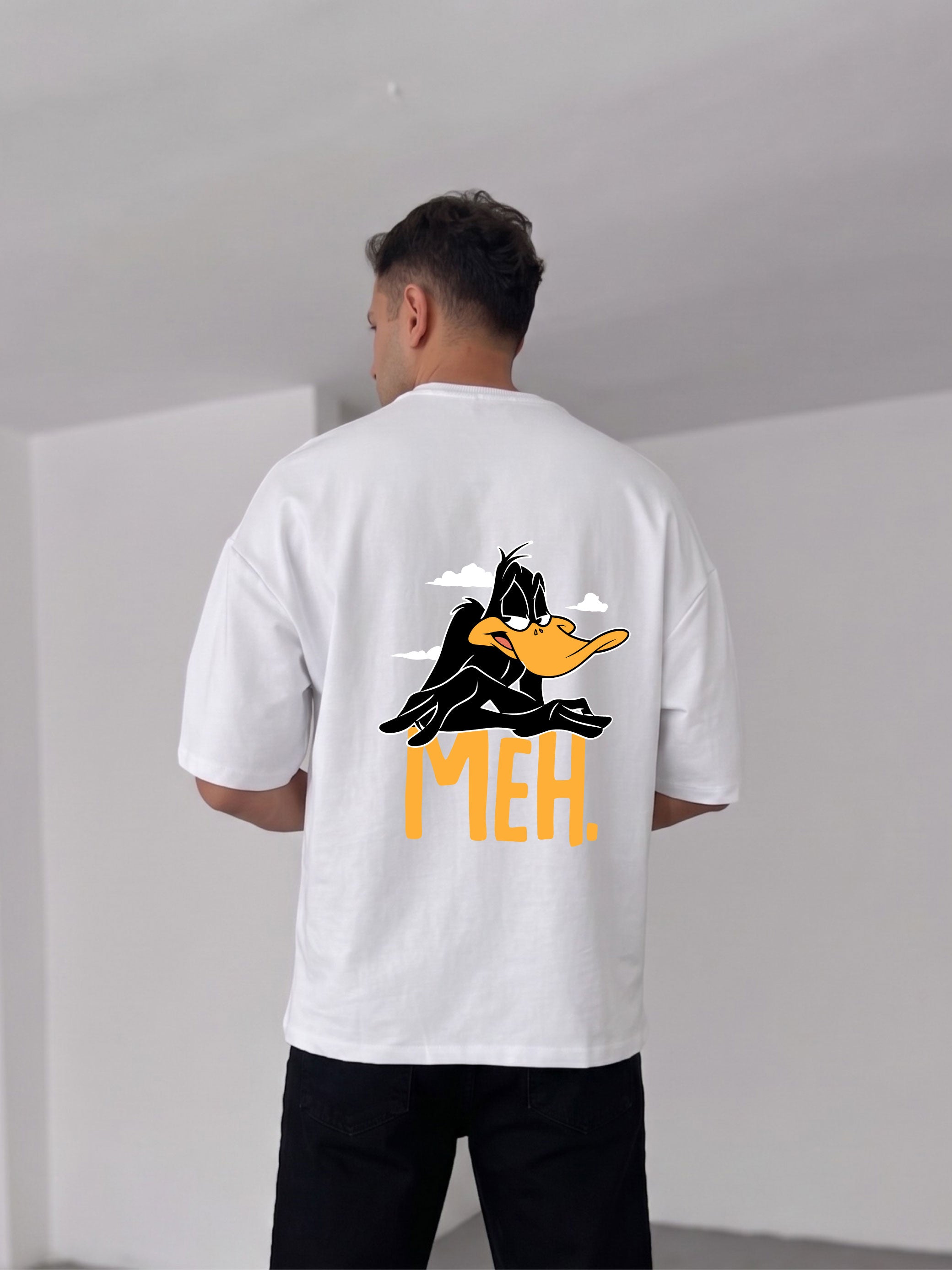 Premium White -Meh- Printed Oversize T-Shirt