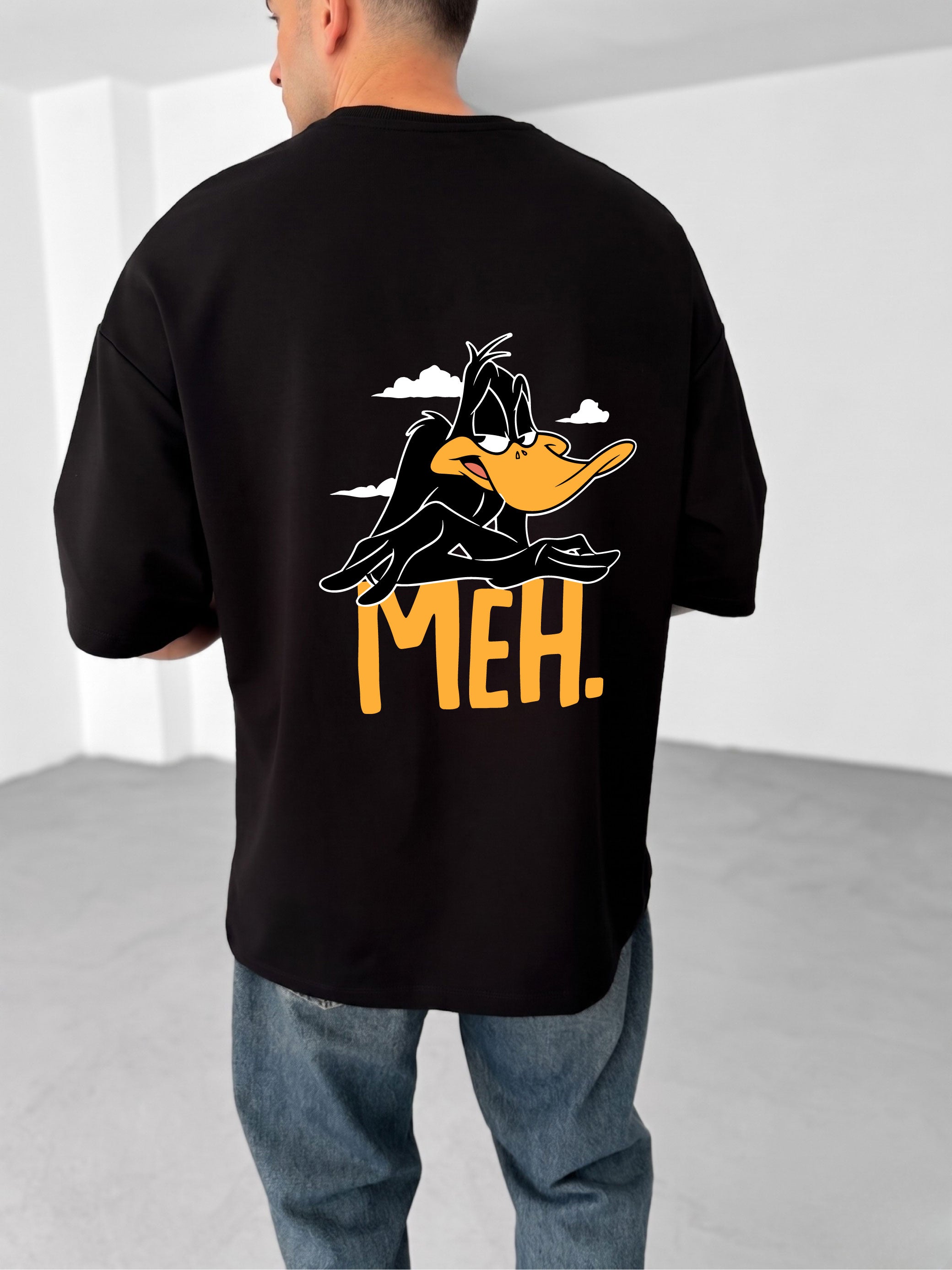 Premium Black -Meh- Printed Oversize T-Shirt
