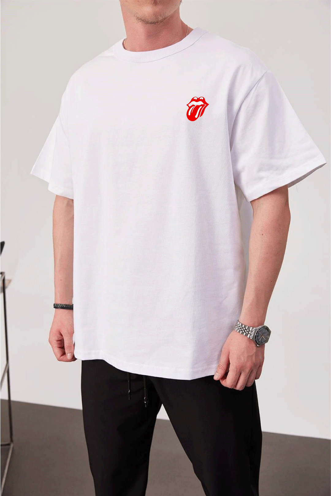 White -Mouth- Printed Oversize T-Shirt