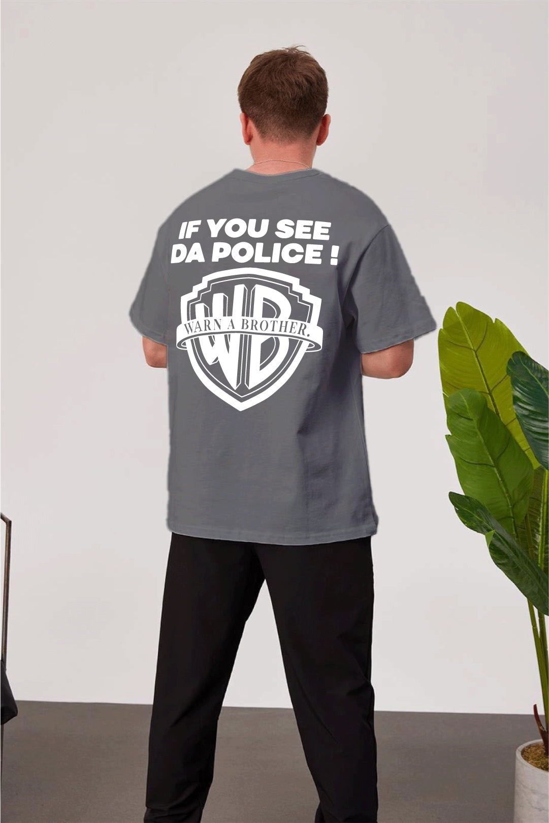 Smoked -Police- Printed Oversize T-Shirt
