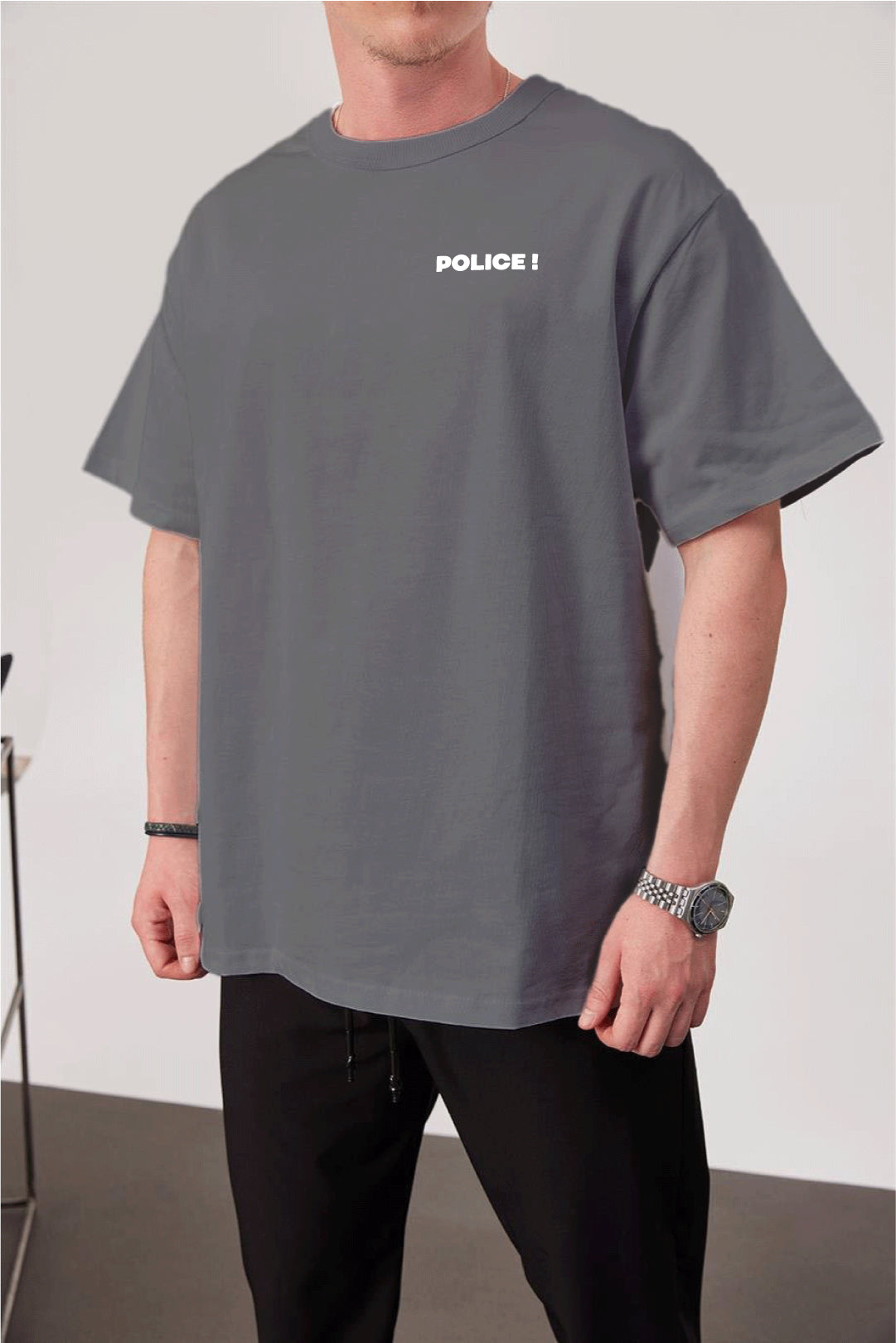Smoked -Police- Printed Oversize T-Shirt