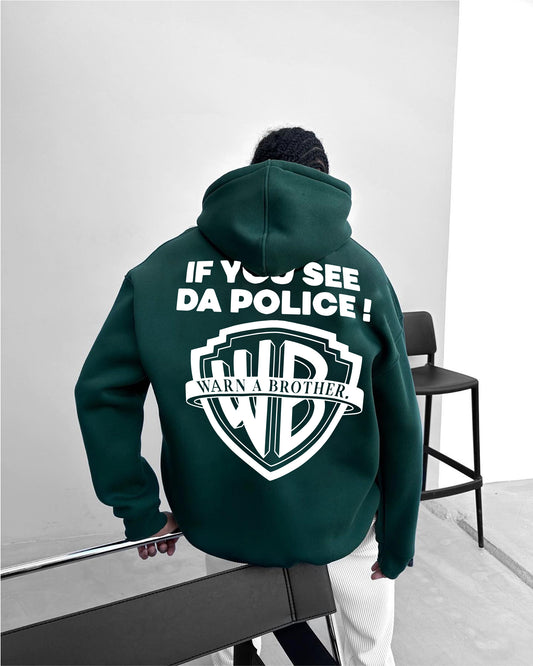 Dark green -police- Printed Oversize Hoodie