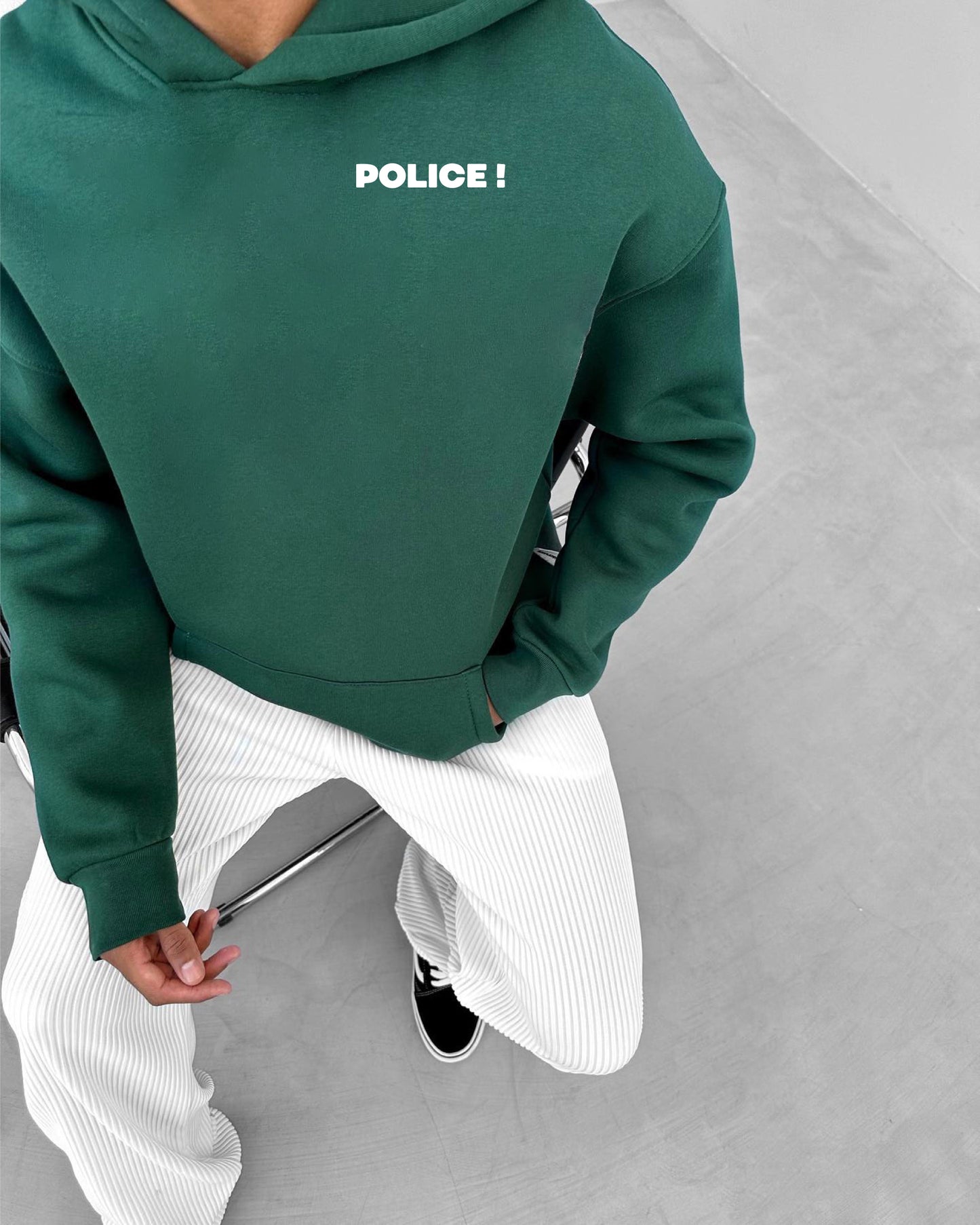 Dark green -police- Printed Oversize Hoodie