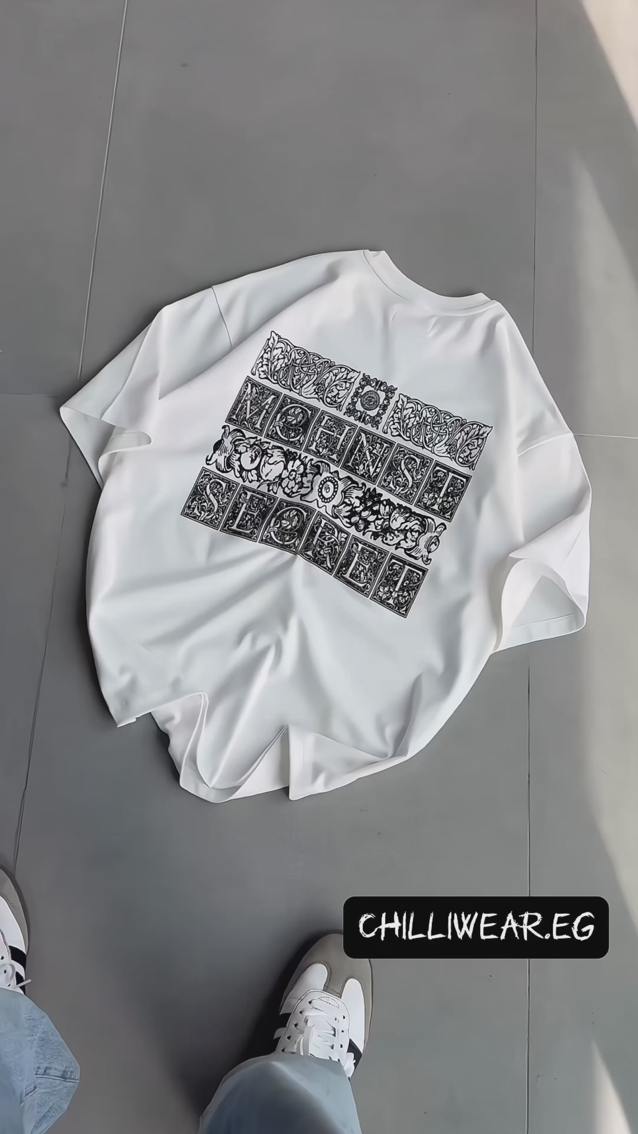 White -Machinest- Printed Oversize T-Shirt