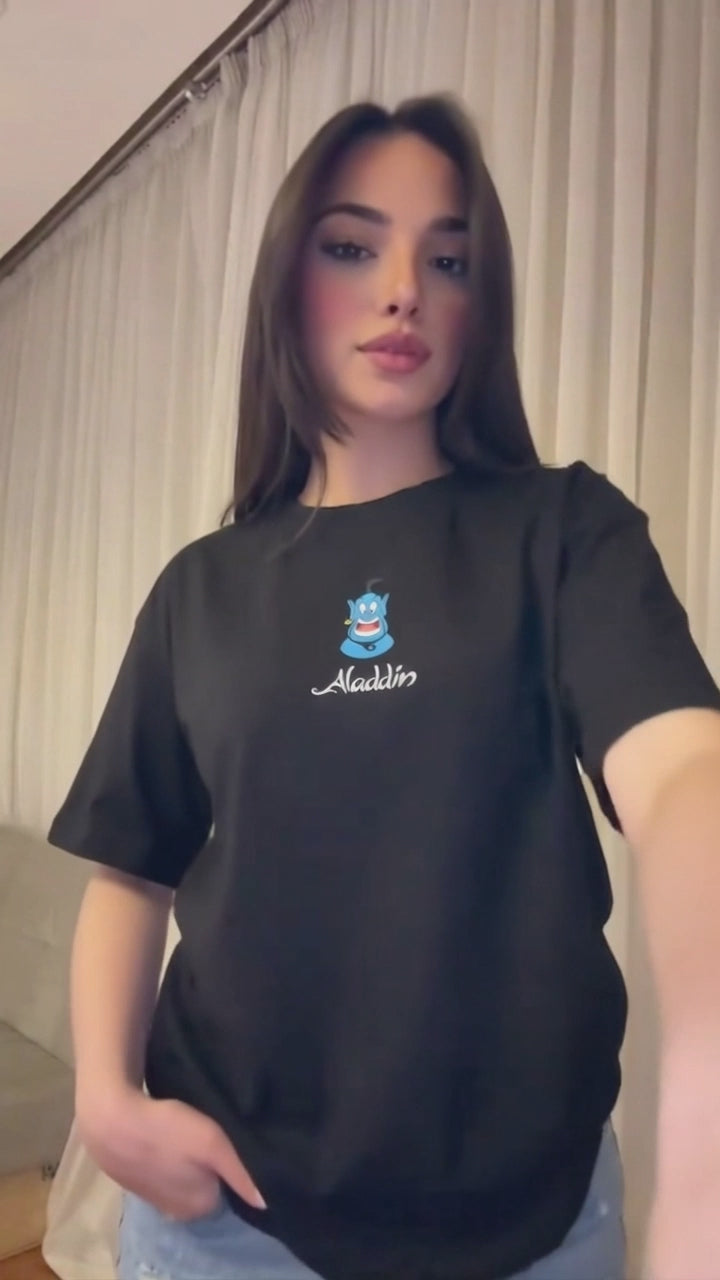 Premium Black -Aladdin- Printed Oversize T-Shirt