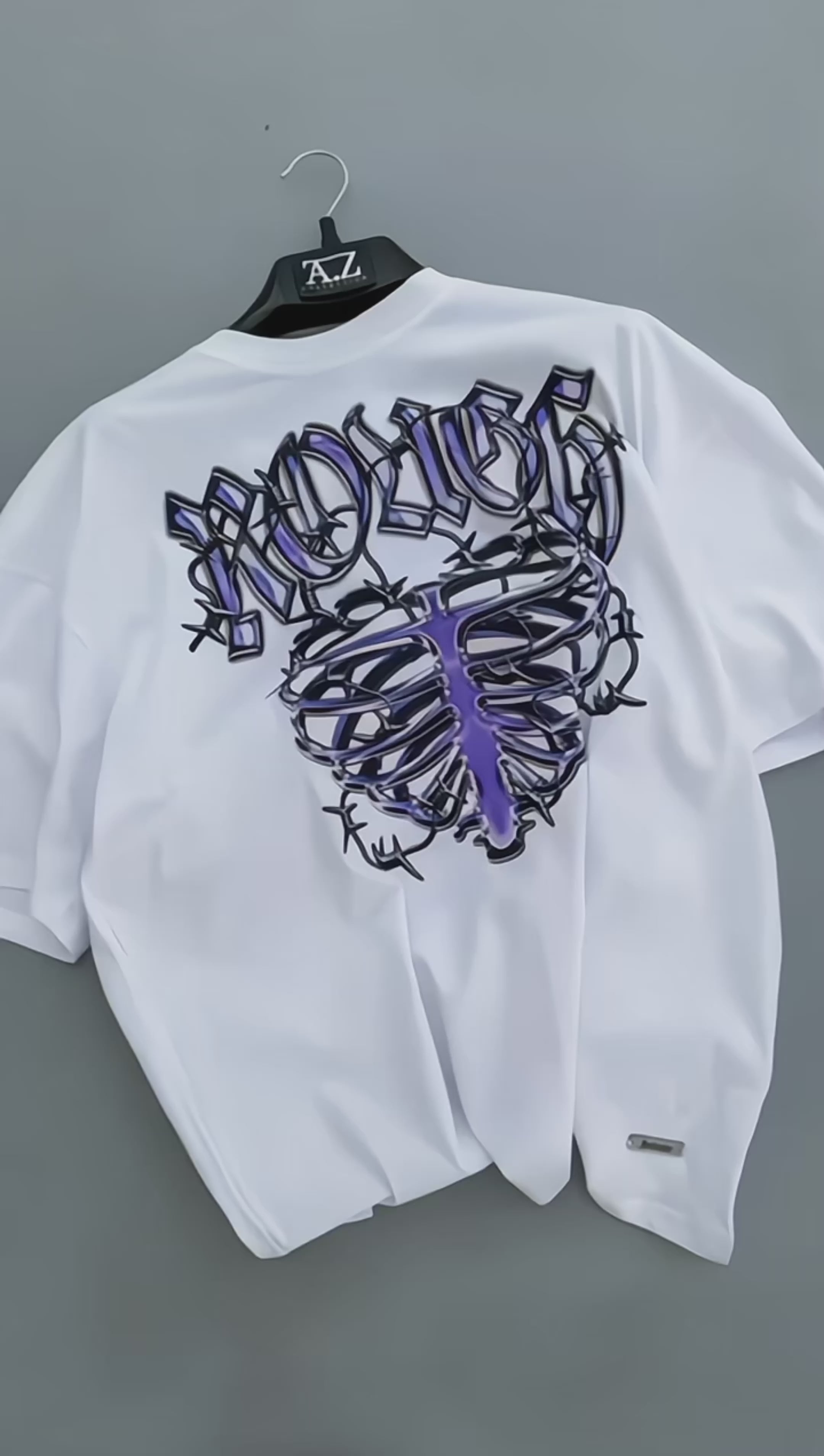 White -Peito- Printed Oversize T-Shirt