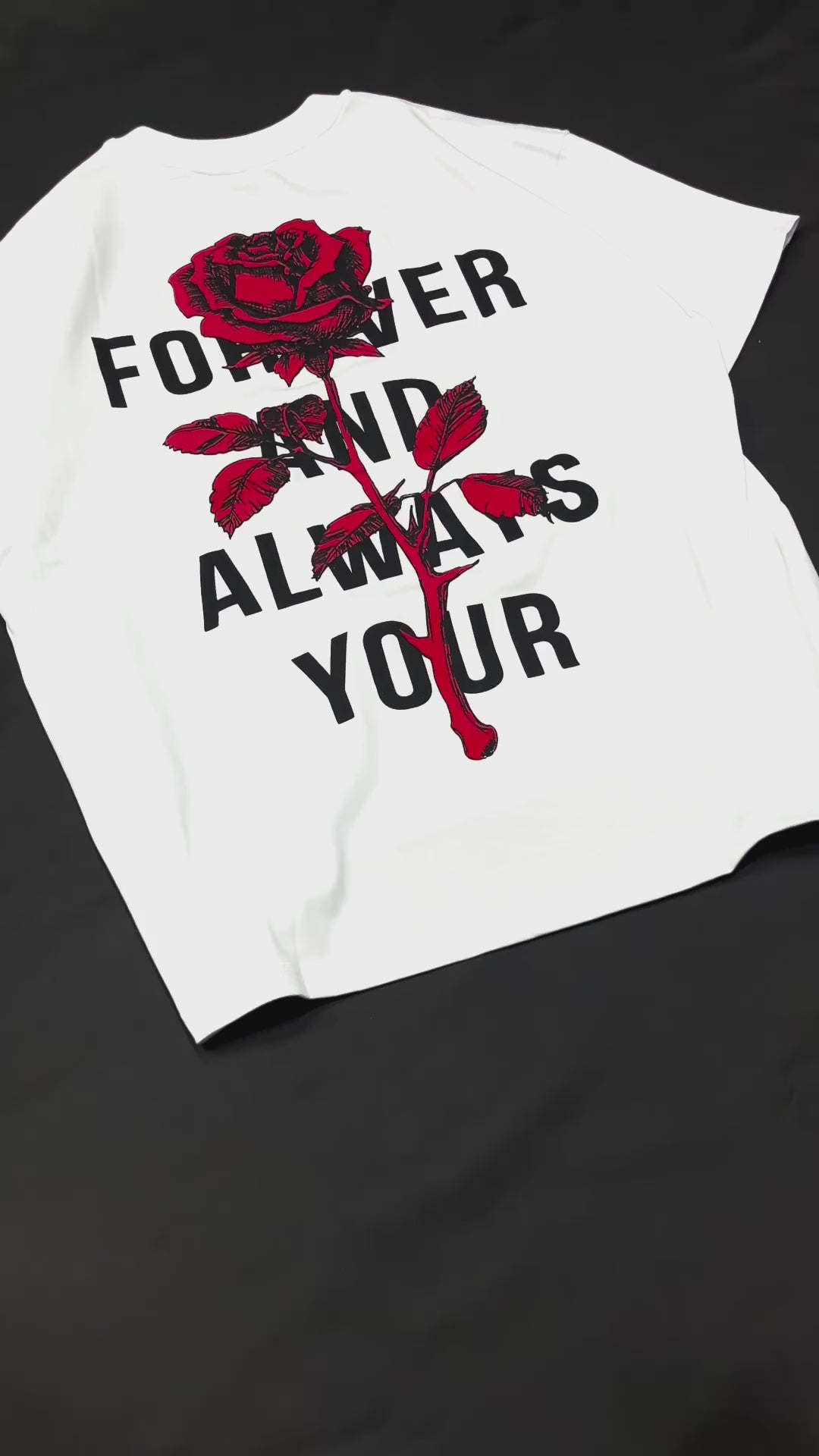 Premium White -Rose- Printed Oversize T-Shirt