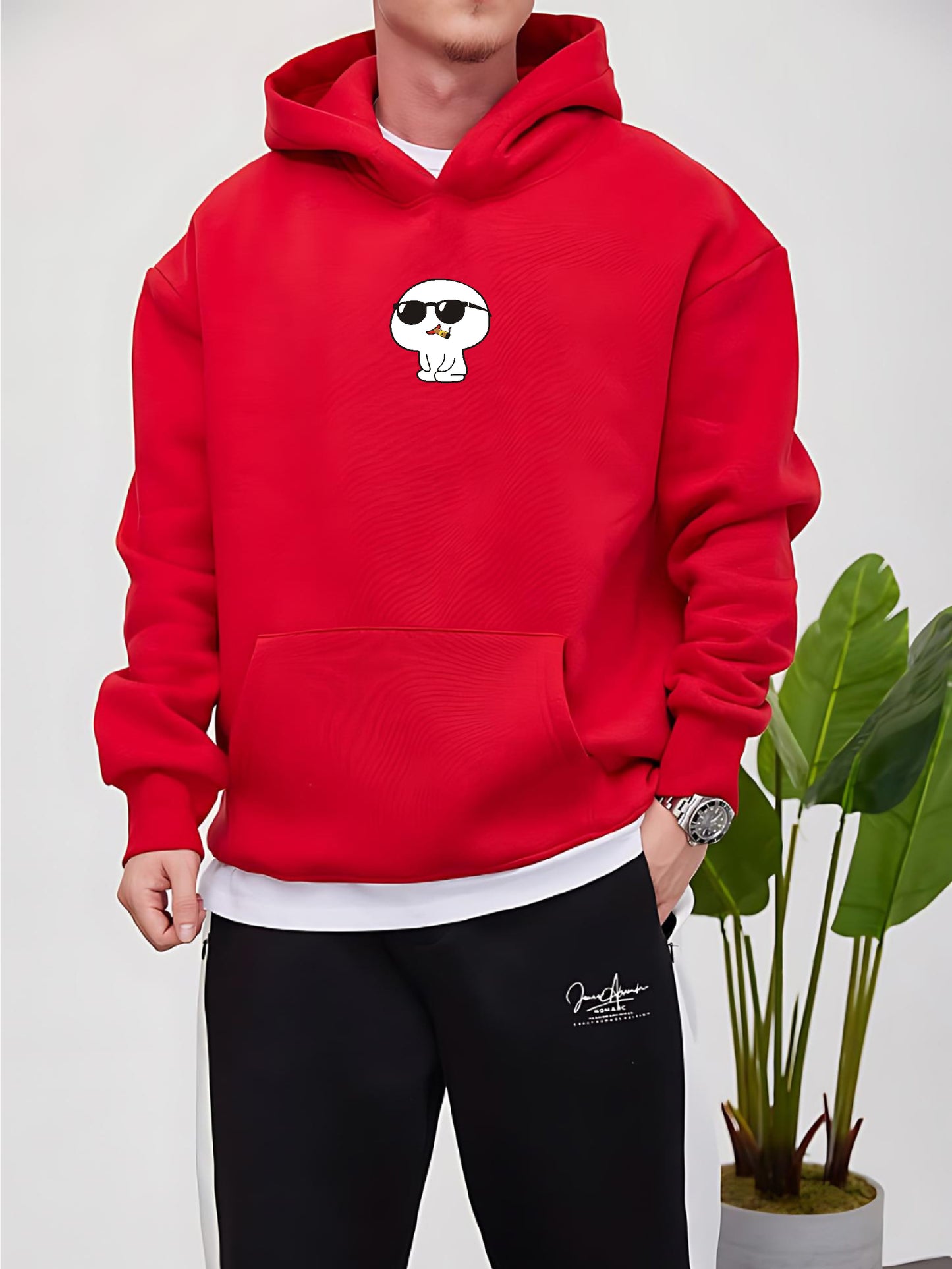 Red -cool gang- Printed Oversize Hoodie