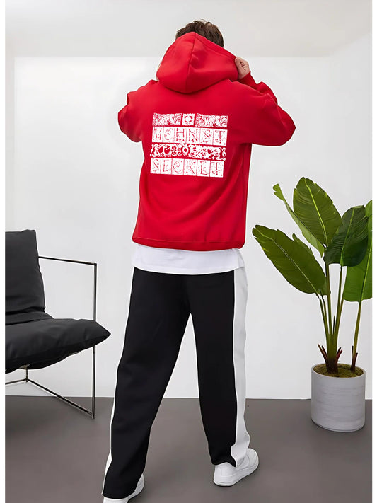 Red -machinest- Printed Oversize Hoodie