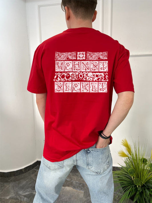 Red -machinest- Printed Oversize T-Shirt