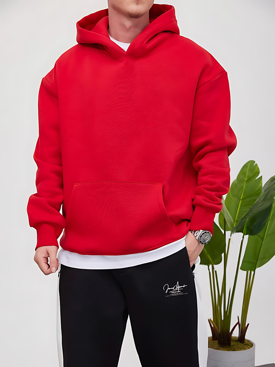 Red -forgive- Printed Oversize Hoodie