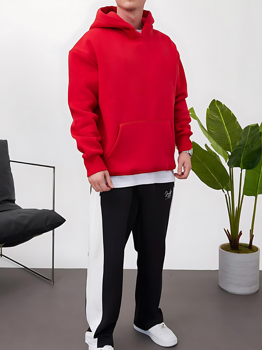 Red Basic Oversize Hoodie