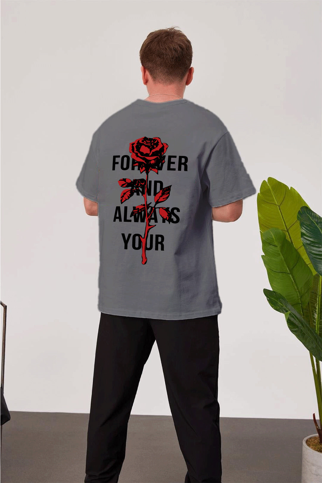 Smoked -Rose- Printed Oversize T-Shirt