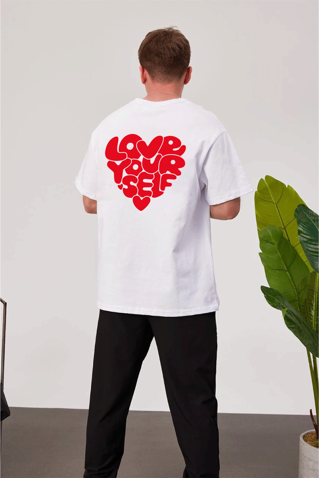 White -Self Love- Printed Oversize T-Shirt