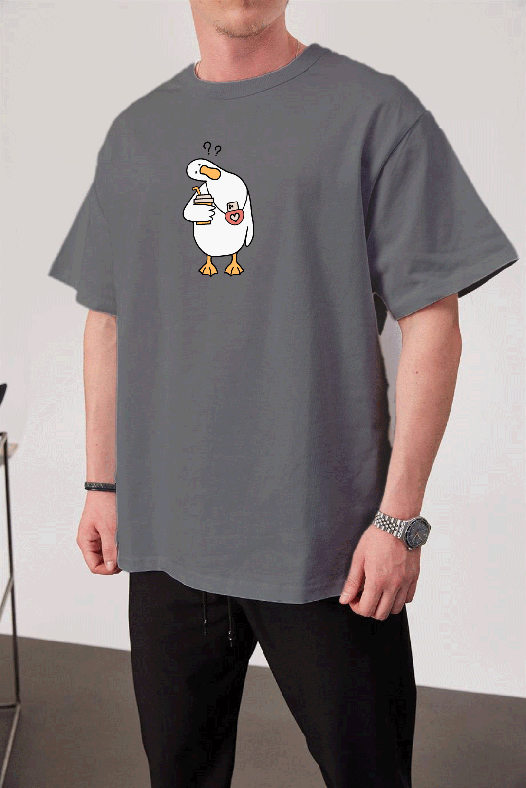 Smoked -Silly Goose- Printed Oversize T-Shirt