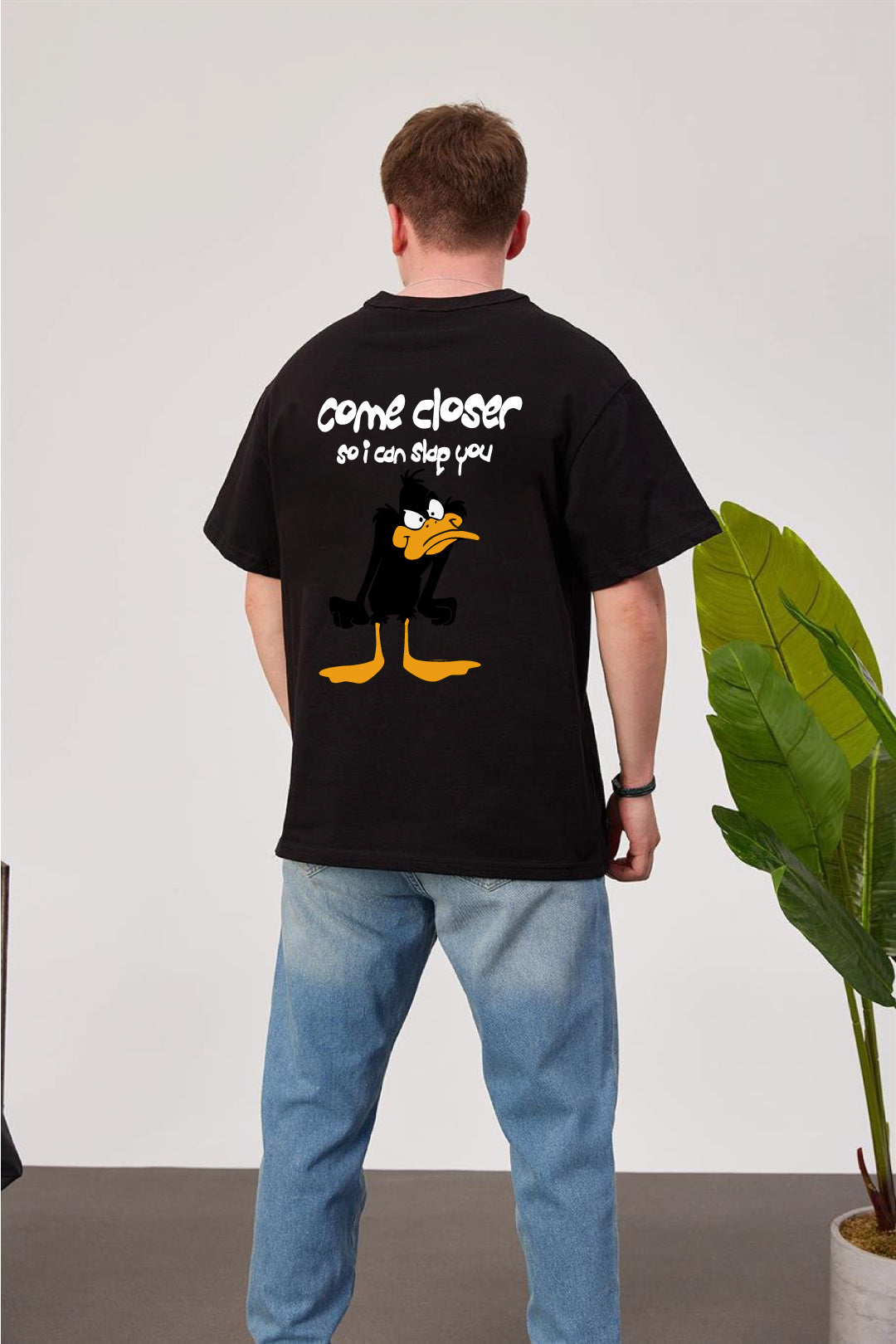 Black -Slap- Printed Oversize T-Shirt