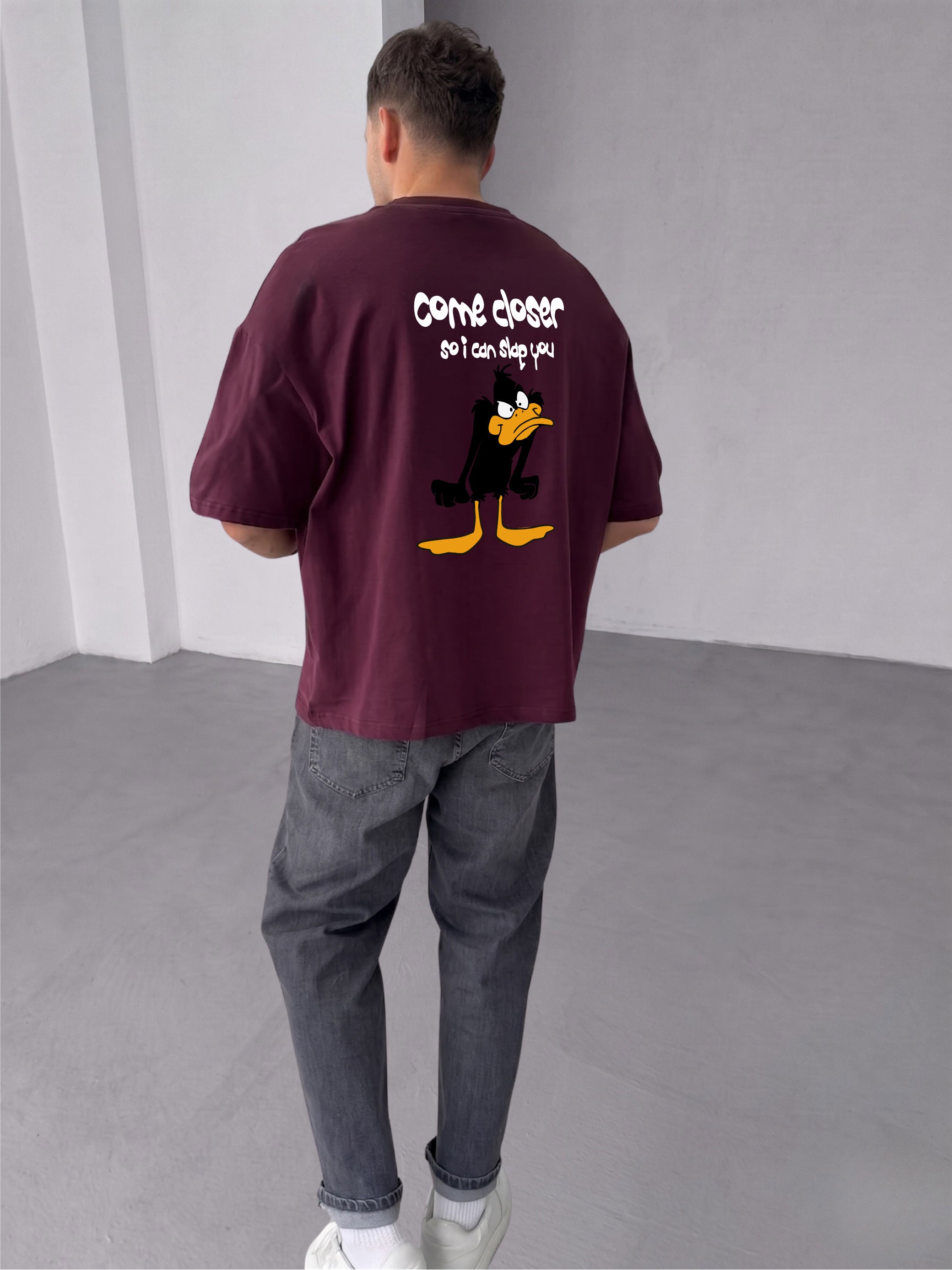 Premium Burgundy -Slap- Printed Oversize T-Shirt