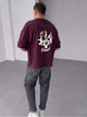 Premium Burgundy -Stay Crazy- Printed Oversize T-Shirt